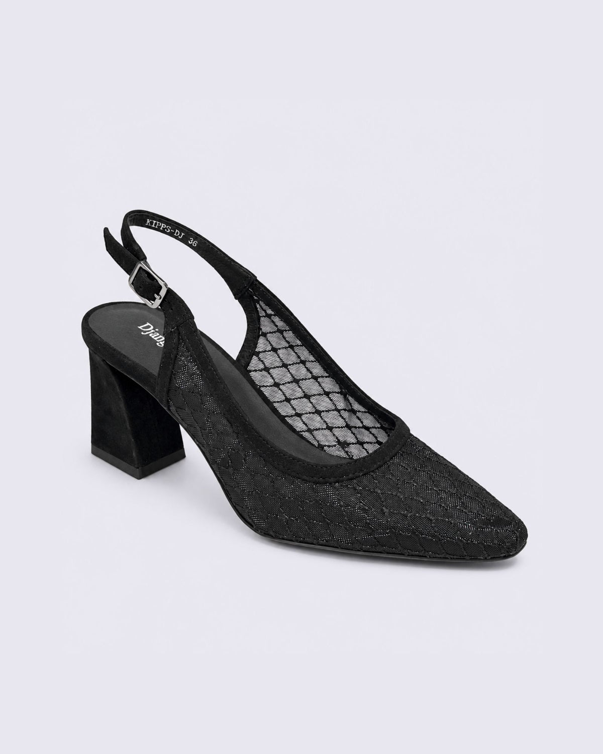 KIPPS SLINGBACK HEELS BLACK SUEDE/MESH