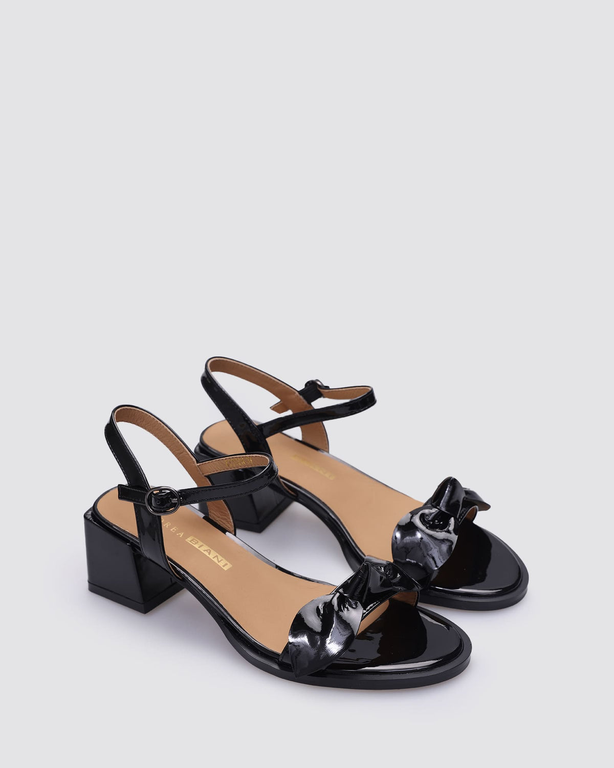 KITTEN BLOCK HEELS BLACK PATENT