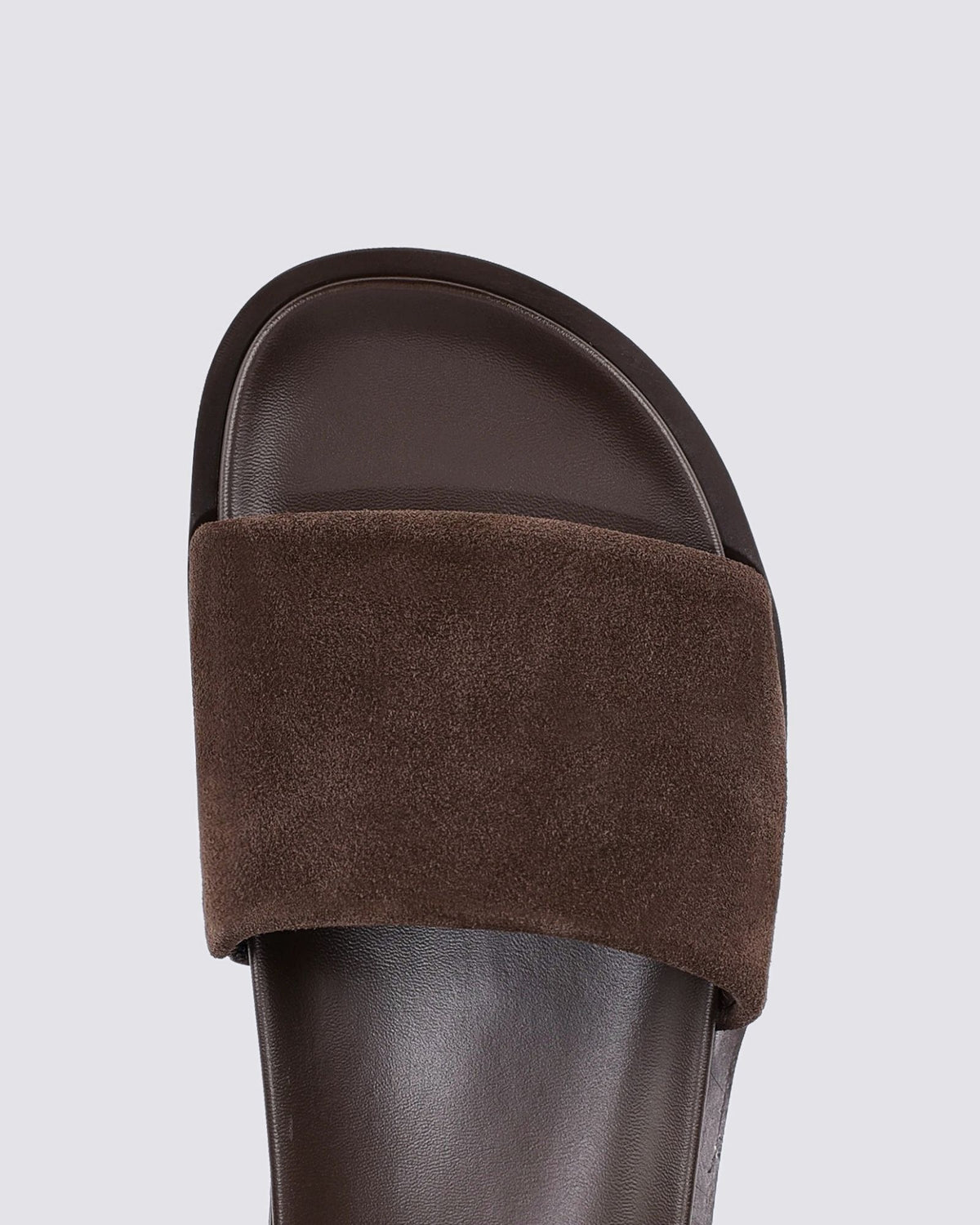 LAMAR FOOTBED SLIDE CHOCOLATE BROWN SUEDE
