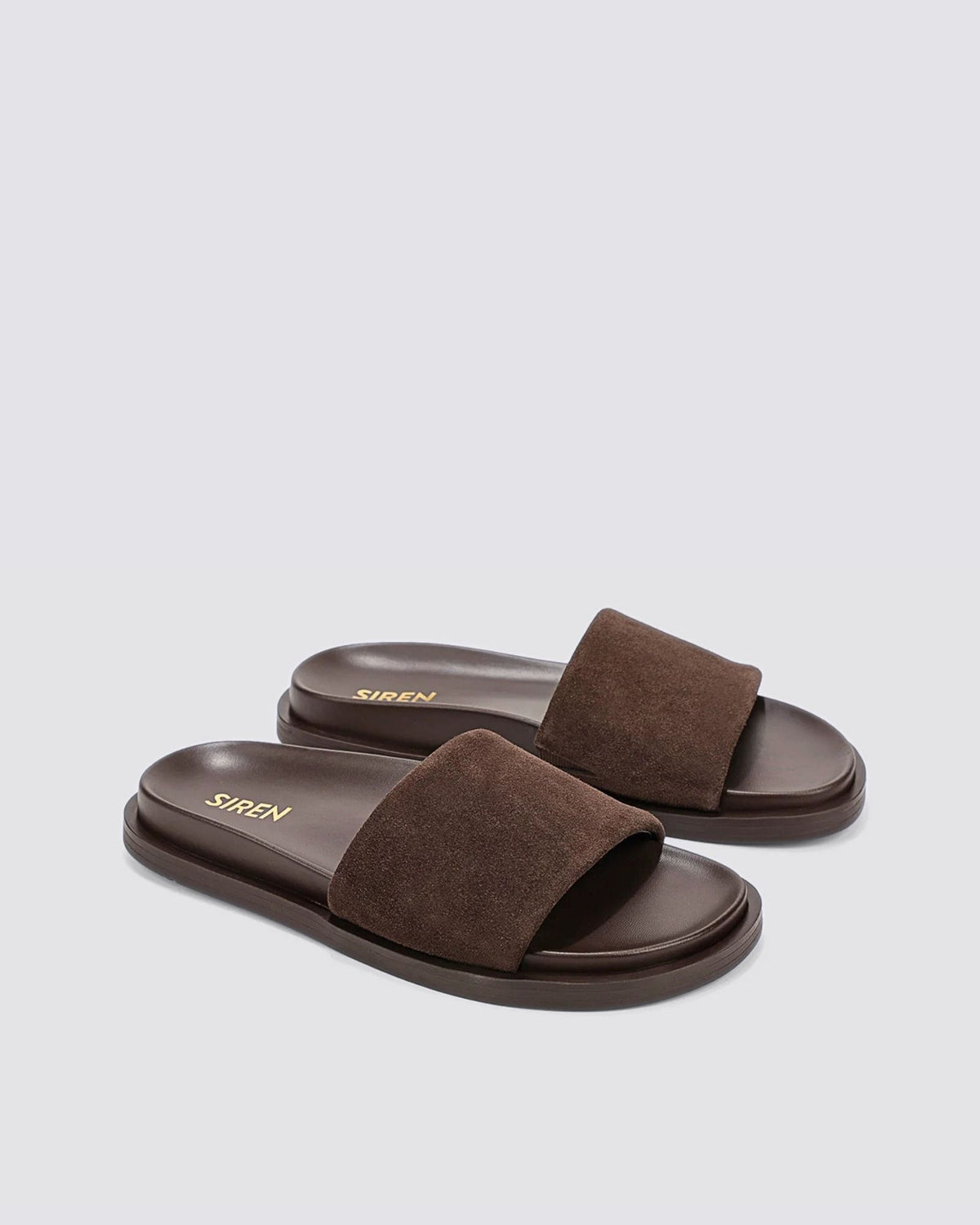 LAMAR FOOTBED SLIDE CHOCOLATE BROWN SUEDE