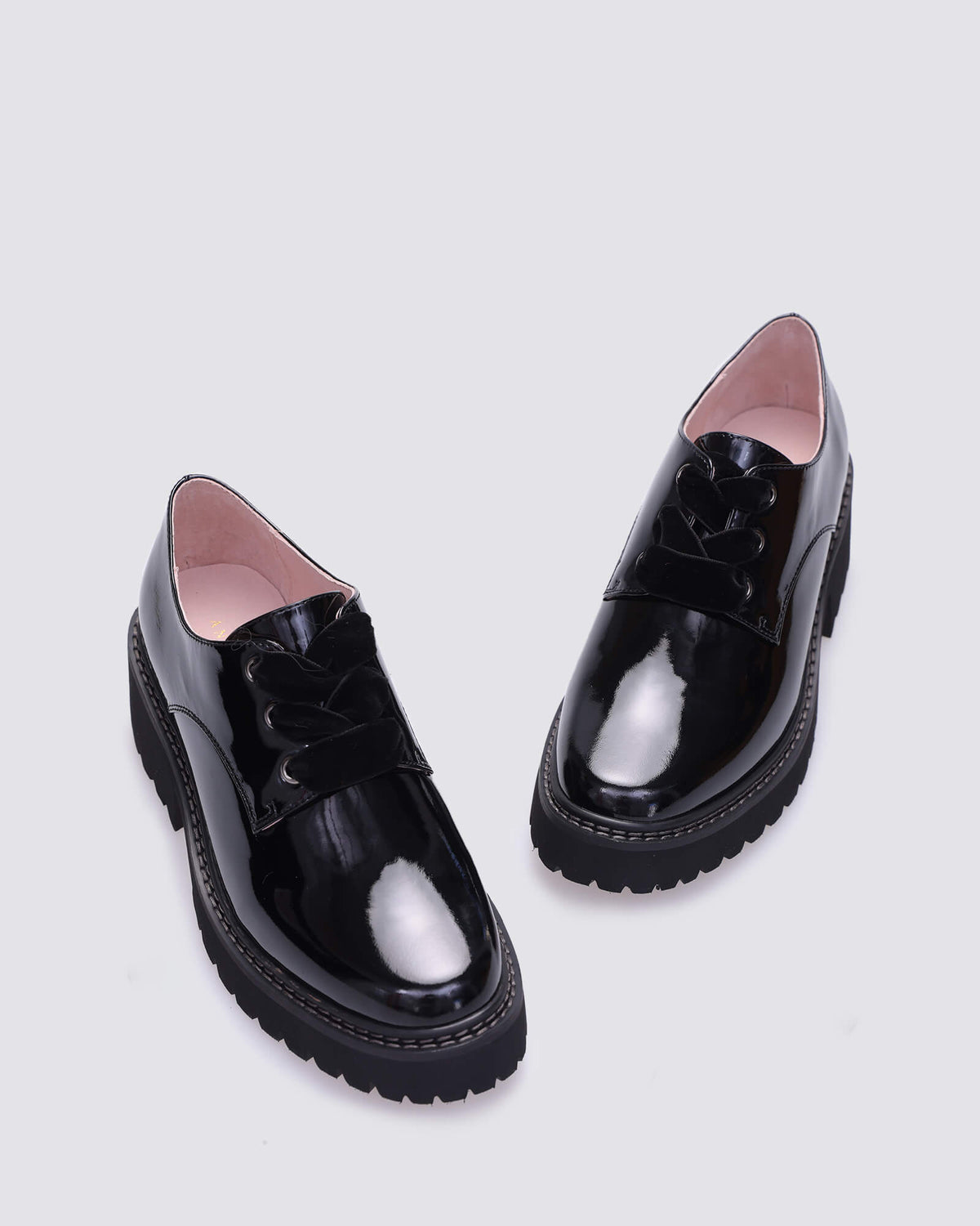 LAUREN LACE UP SHOES BLACK PATENT