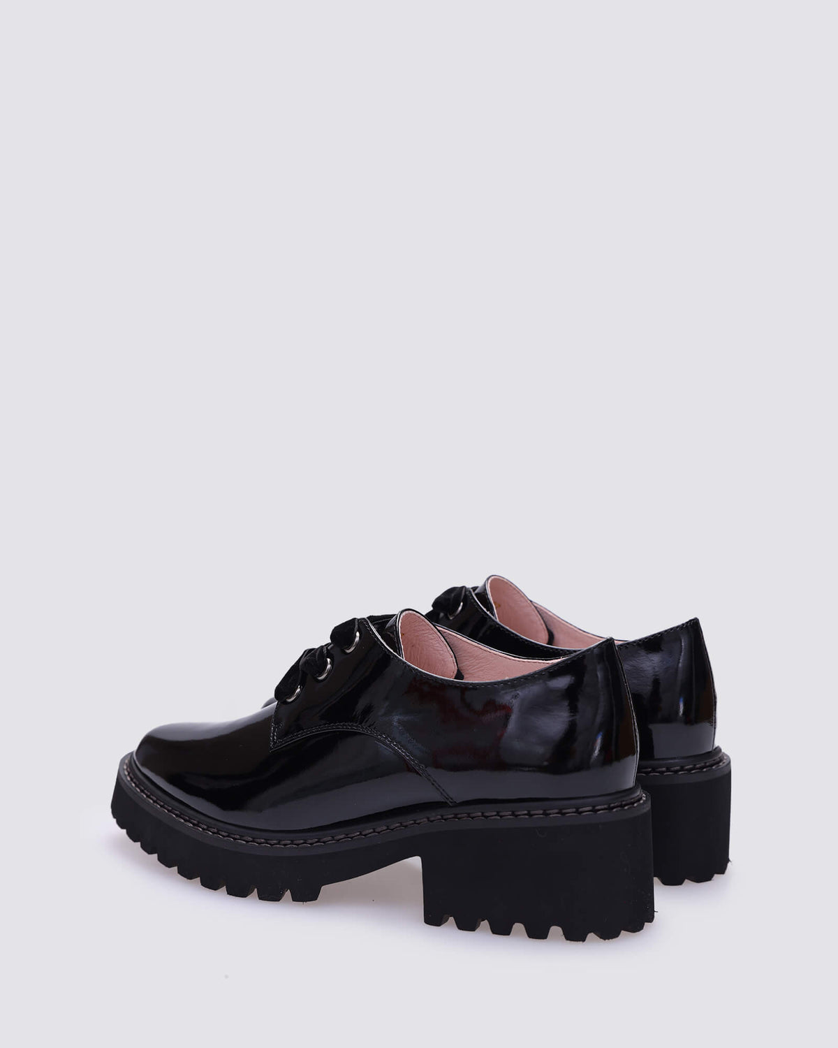 LAUREN LACE UP SHOES BLACK PATENT