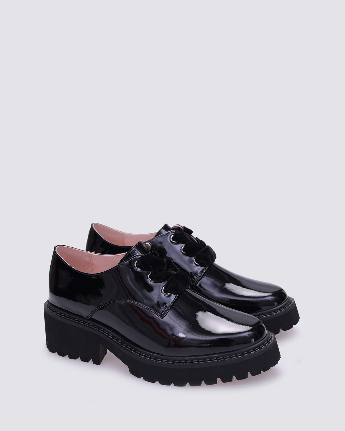 LAUREN LACE UP SHOES BLACK PATENT