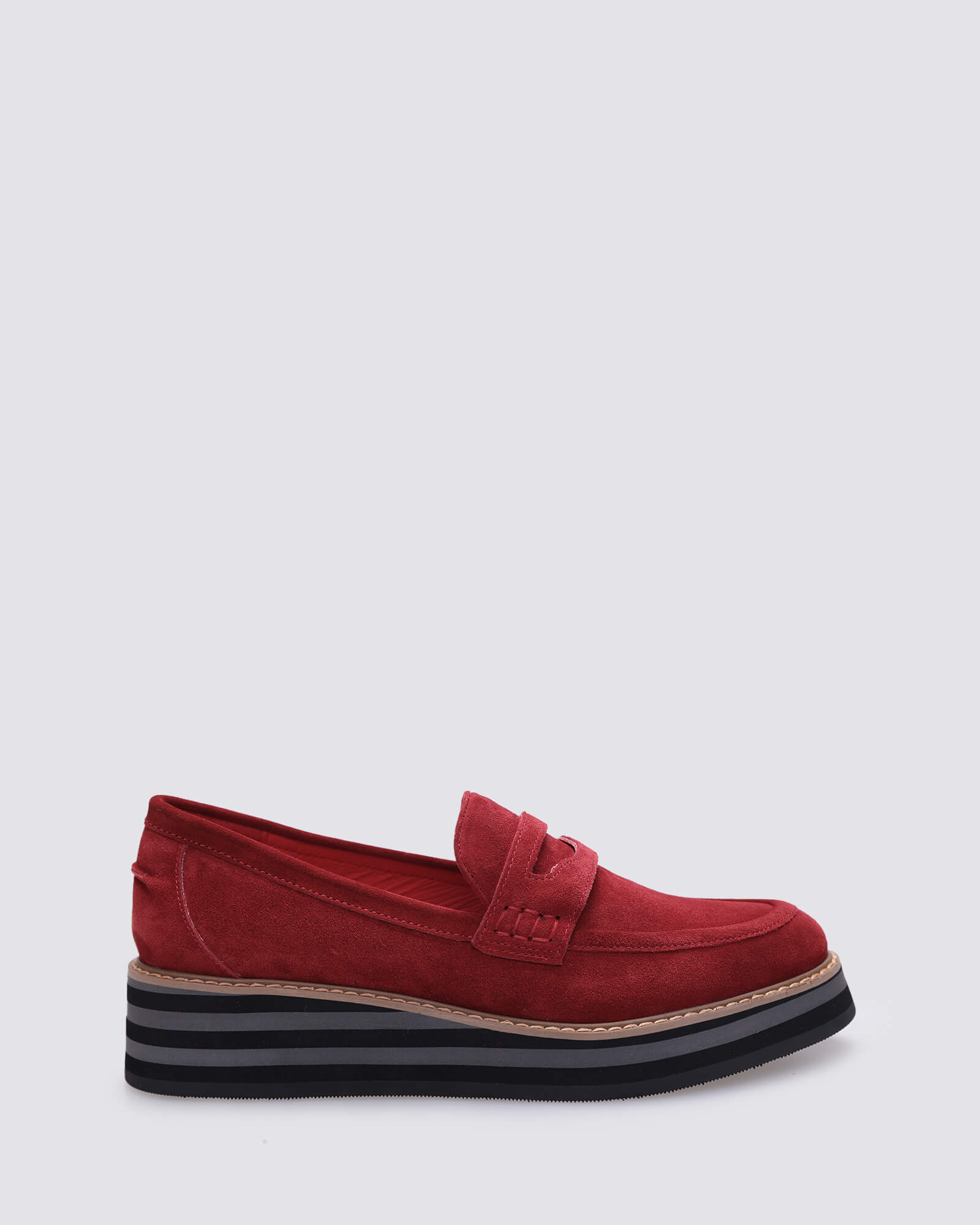 LAURENT WEDGE LOAFERS RED SUEDE