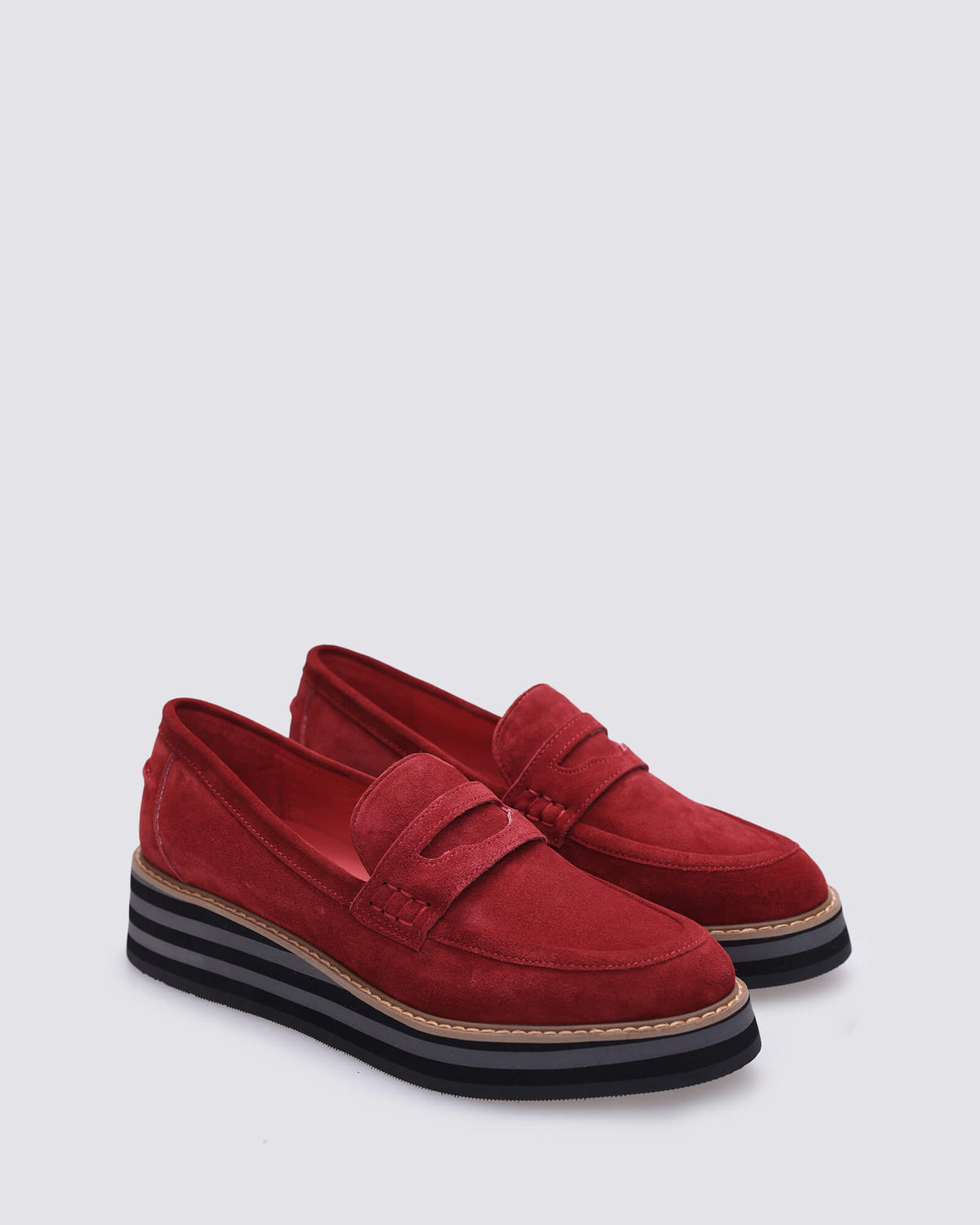 LAURENT WEDGE LOAFERS RED SUEDE
