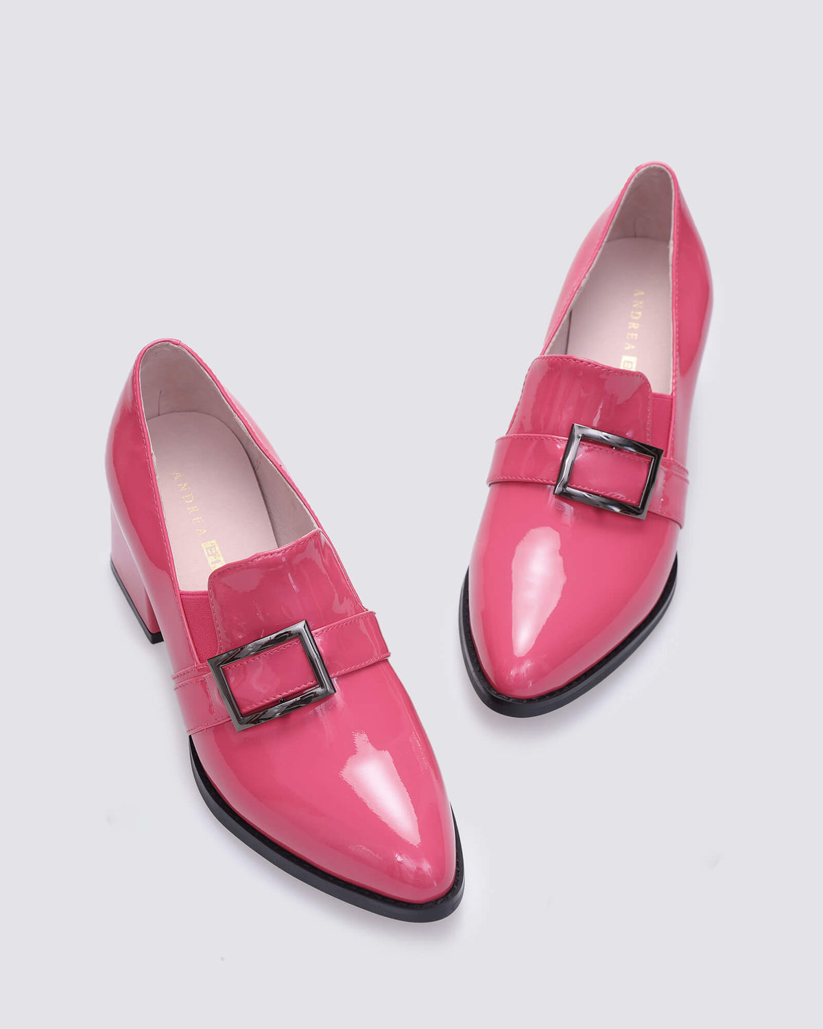 LUCIA HEELED LOAFERS RASPBERRY PINK PATENT