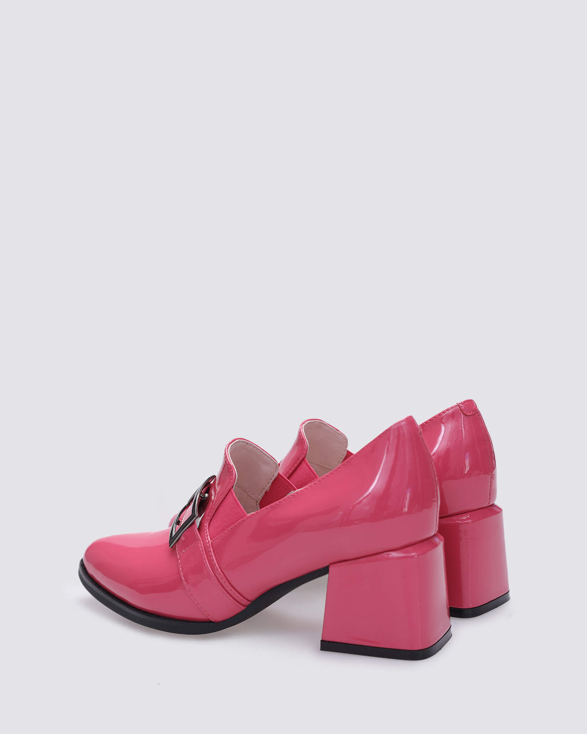 LUCIA HEELED LOAFERS RASPBERRY PINK PATENT