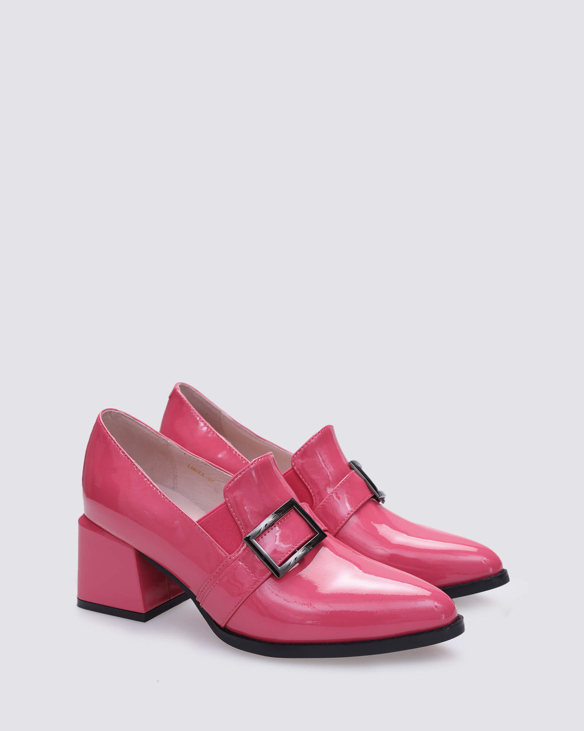 LUCIA HEELED LOAFERS RASPBERRY PINK PATENT