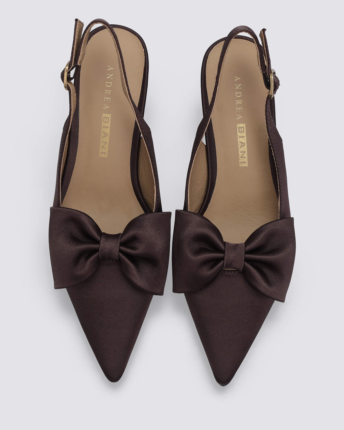 MATISSE SLINGBACK HEELS CHOCOLATE SATIN