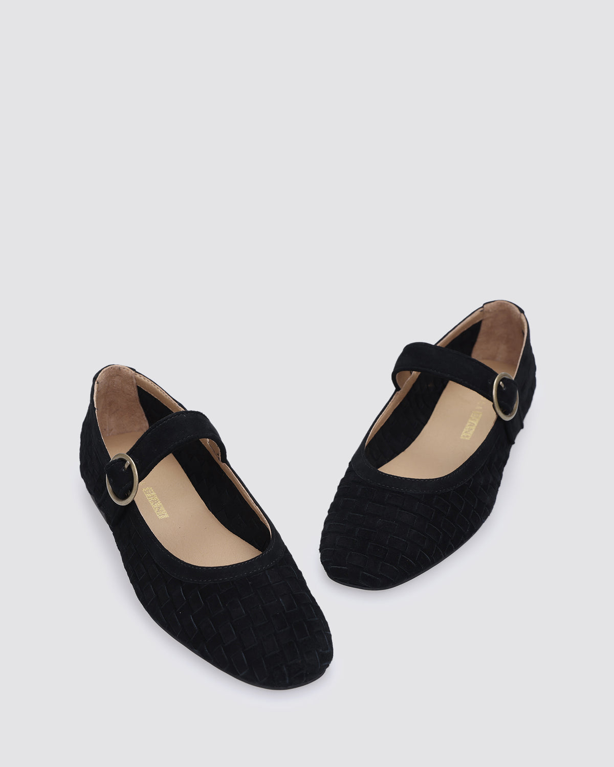 MIA MARY JANES BLACK WEAVE SUEDE