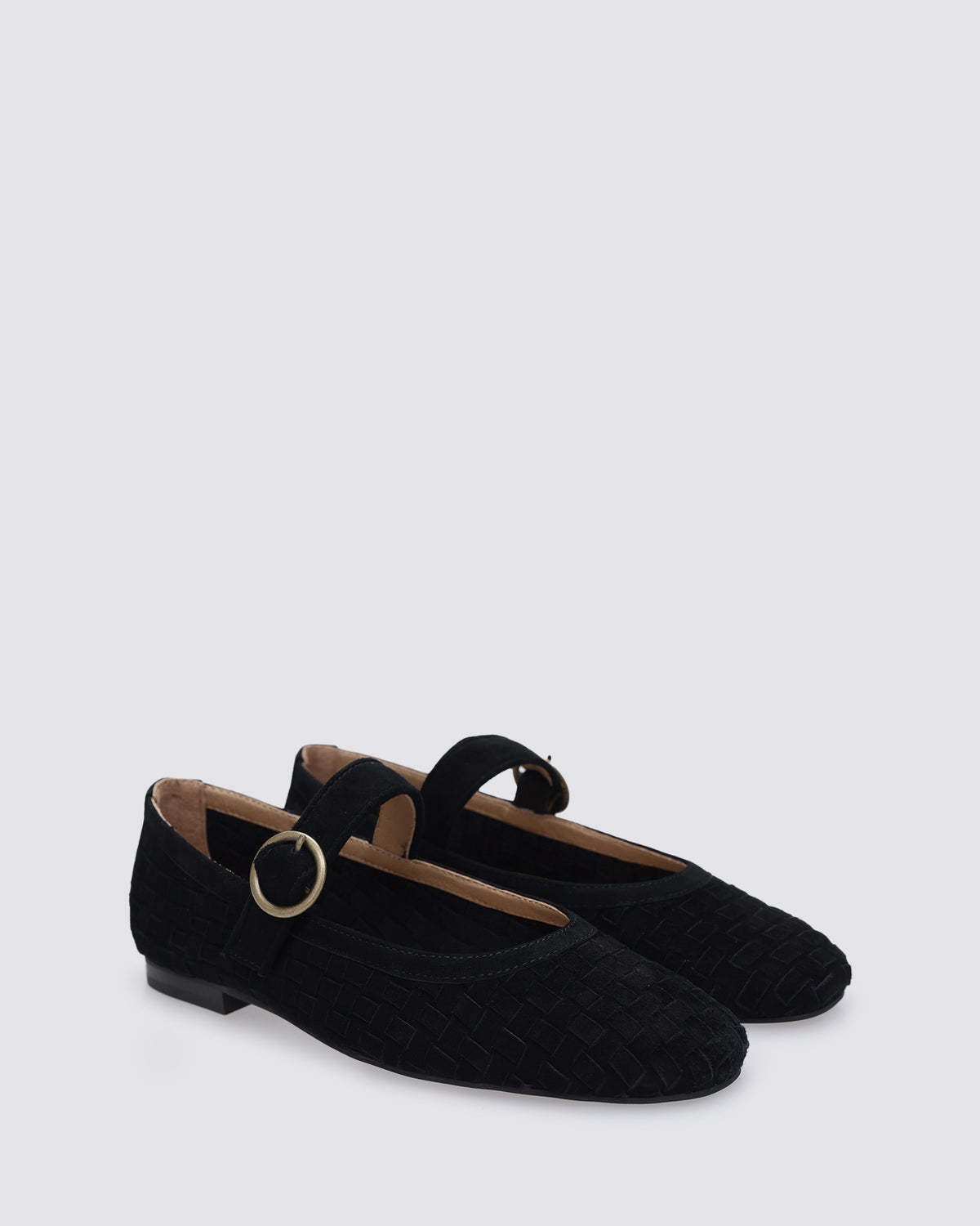 MIA MARY JANES BLACK WEAVE SUEDE