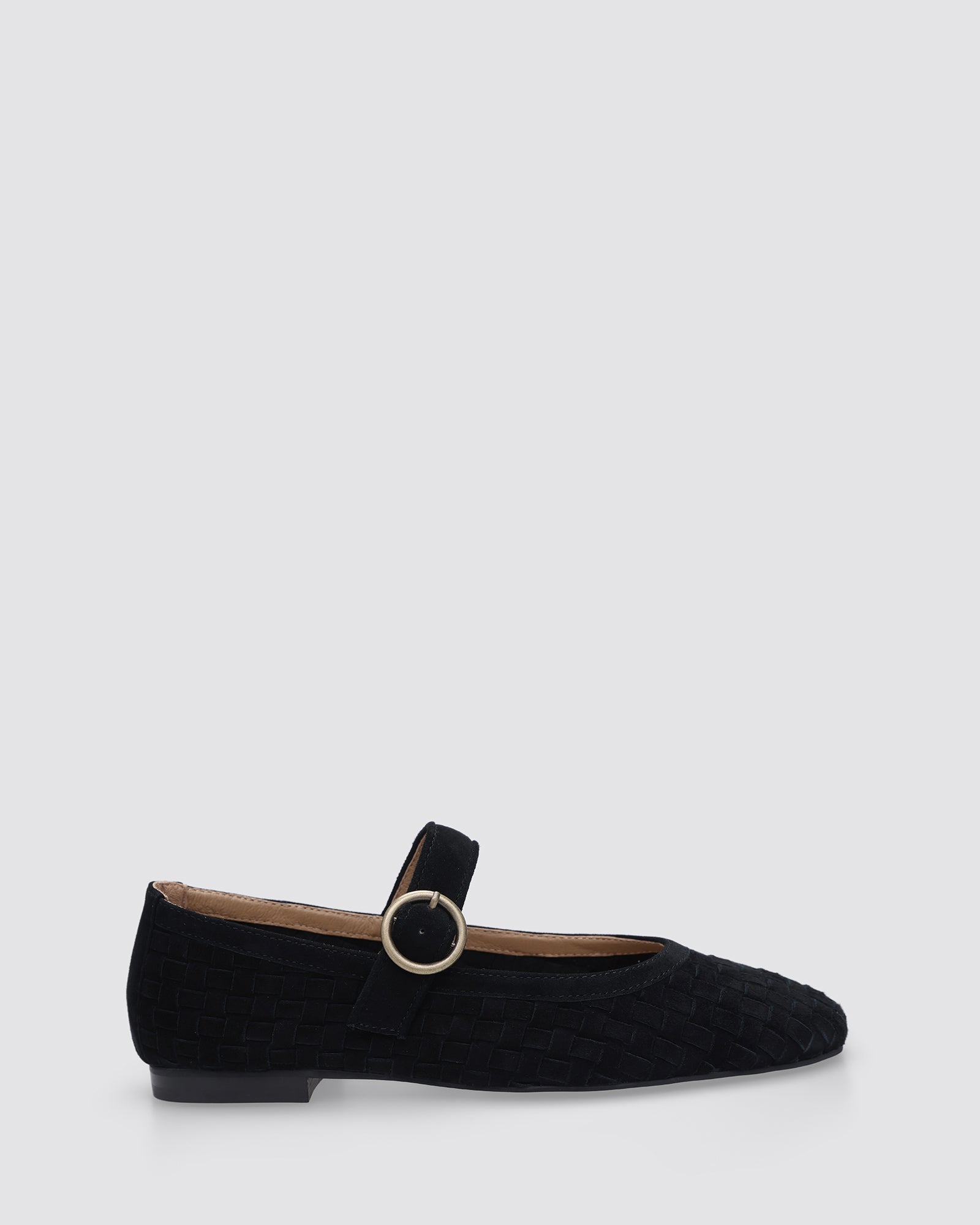 MIA MARY JANES BLACK WEAVE SUEDE