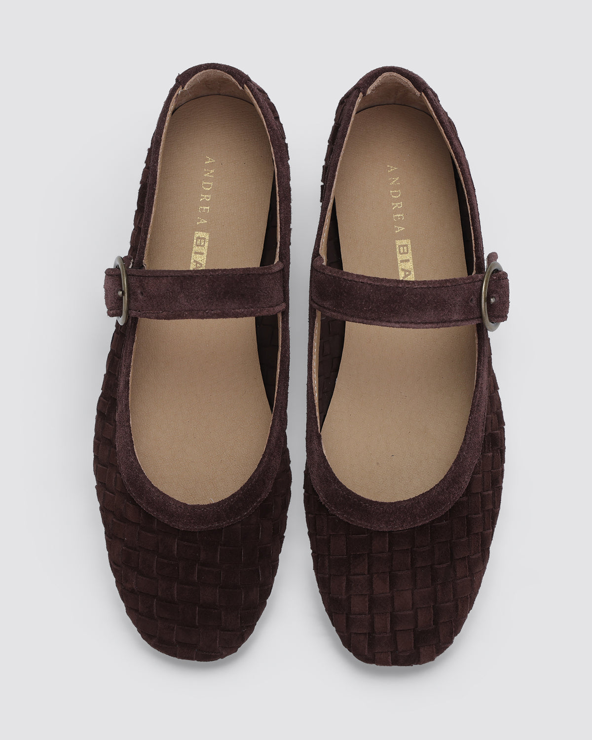 MIA MARY JANES CHOCOLATE WEAVE SUEDE
