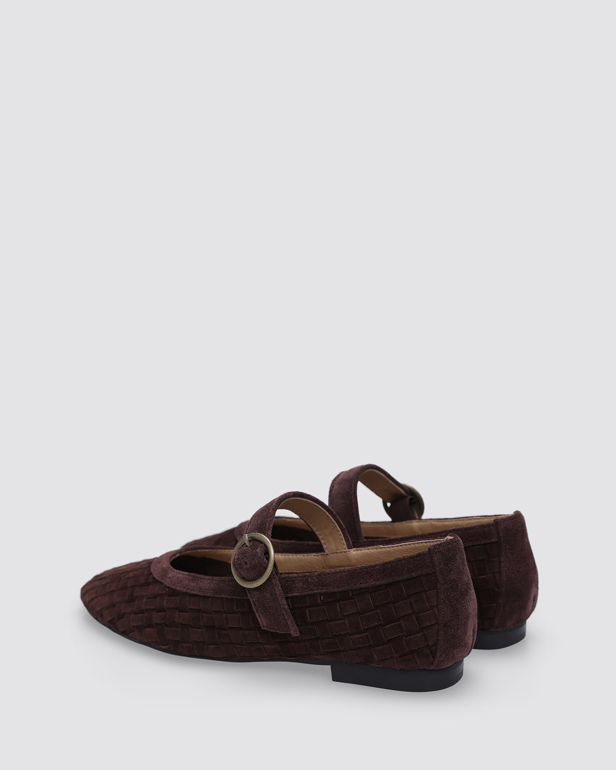 MIA MARY JANES CHOCOLATE WEAVE SUEDE