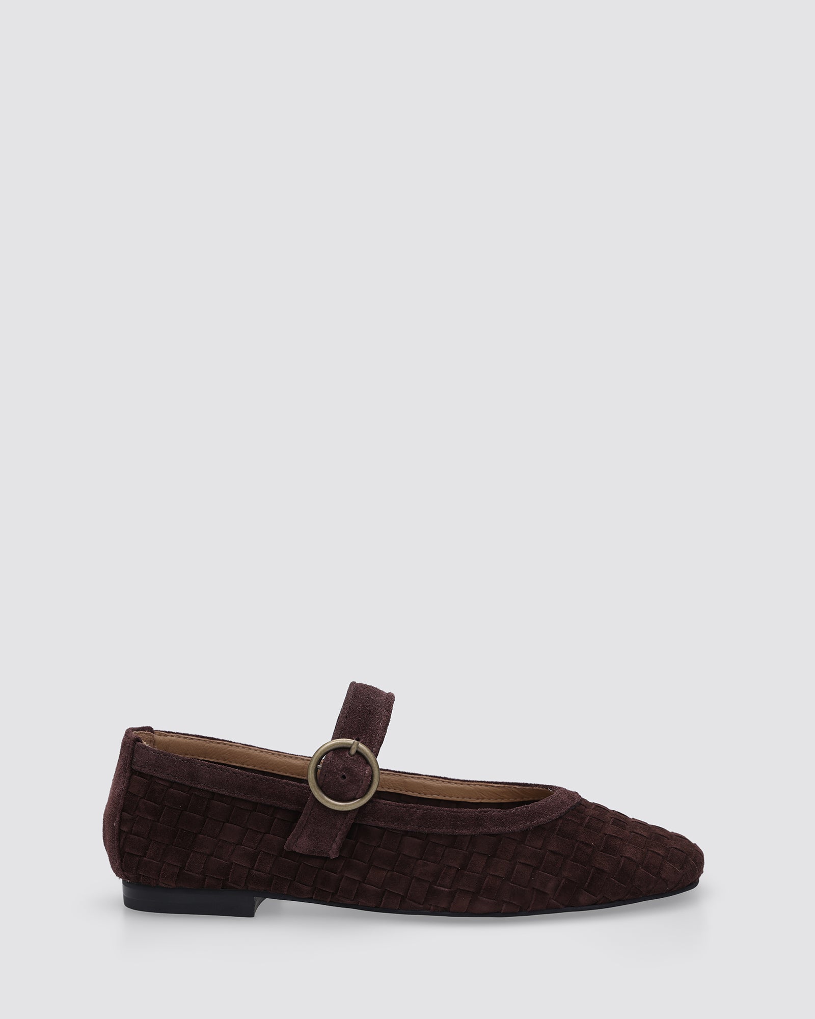 MIA MARY JANES CHOCOLATE WEAVE SUEDE
