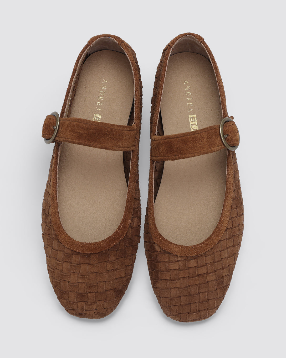 MIA MARY JANES TAN WEAVE SUEDE