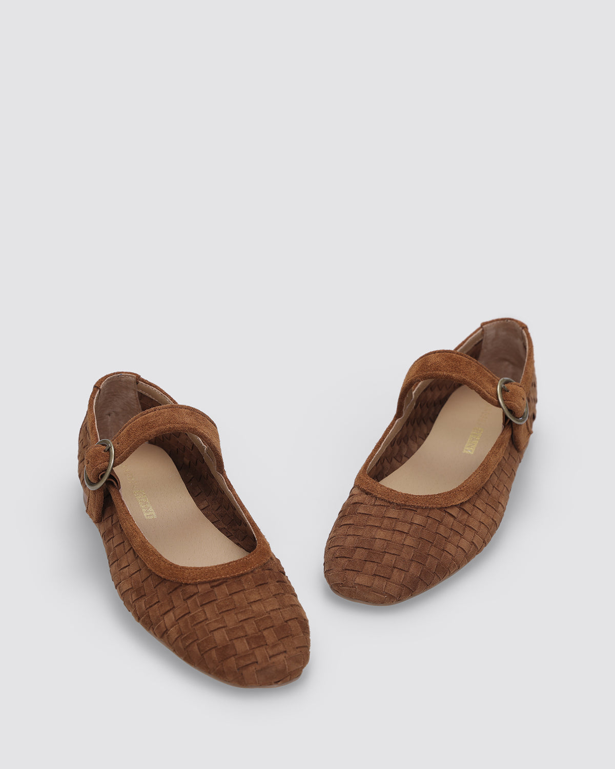 MIA MARY JANES TAN WEAVE SUEDE