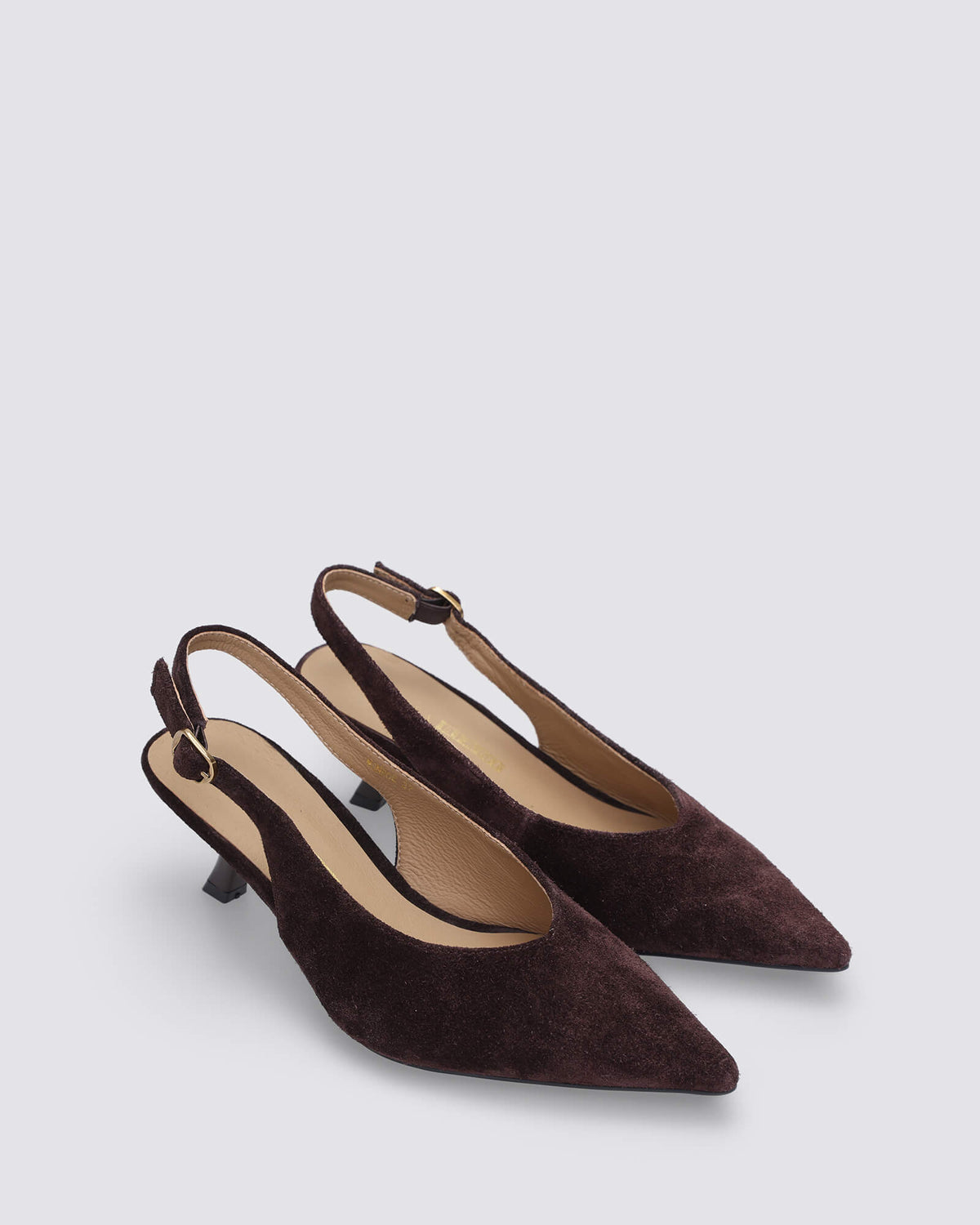 MONROE SLINGBACK HEELS CHOCOLATE SUEDE