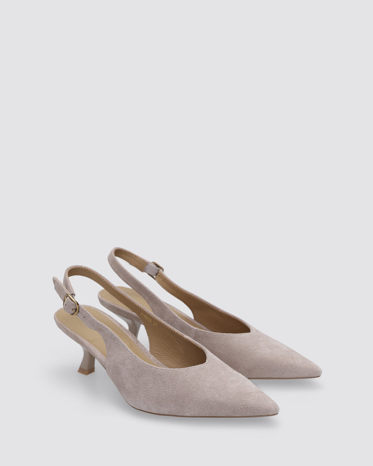 MONROE SLINGBACK HEELS TAUPE SUEDE