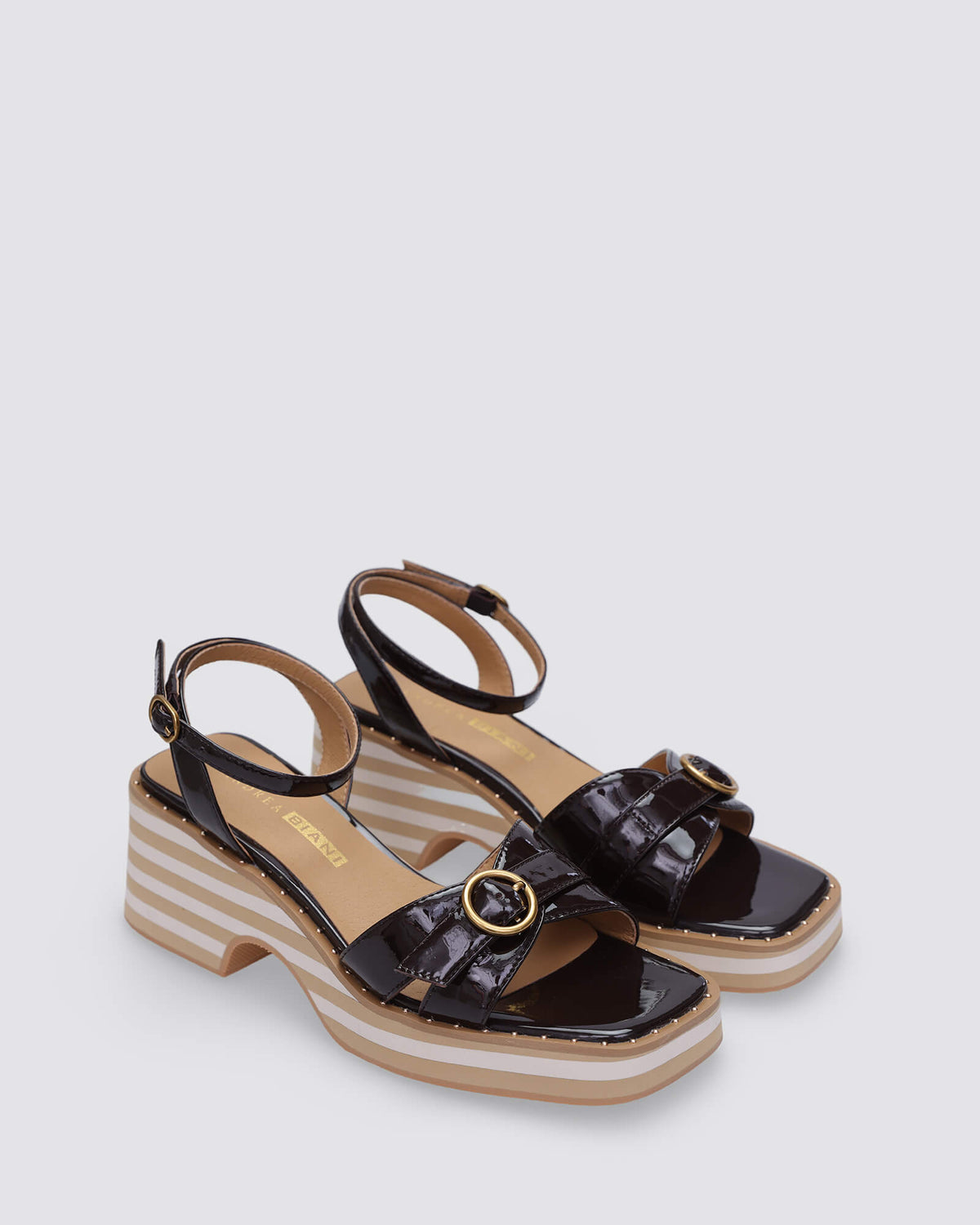 MONTANA HEELED SANDALS CHOCOLATE PATENT