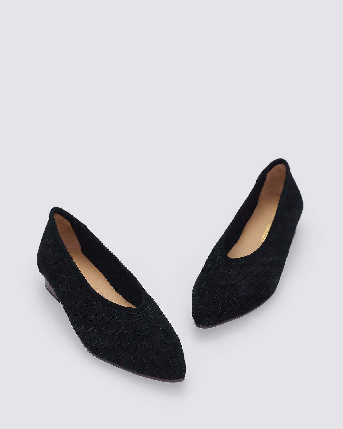 MUSE FLATS BLACK WEAVE SUEDE