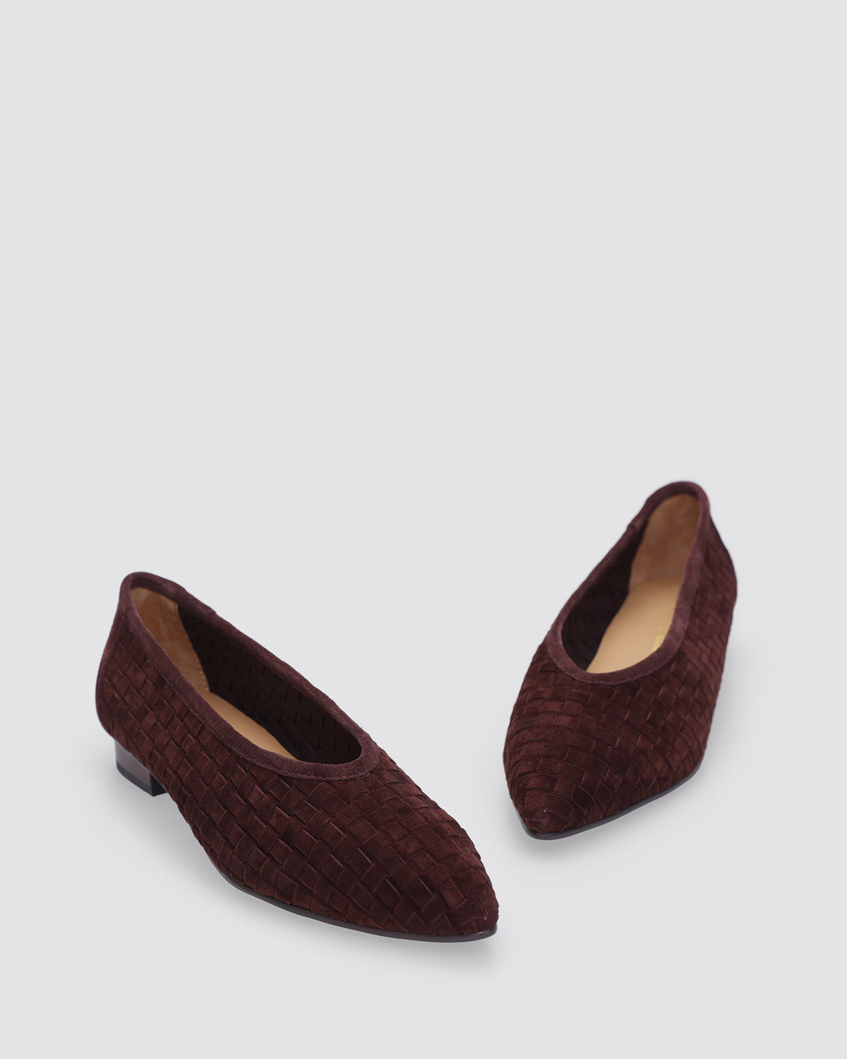 MUSE FLATS CHOCOLATE WEAVE SUEDE