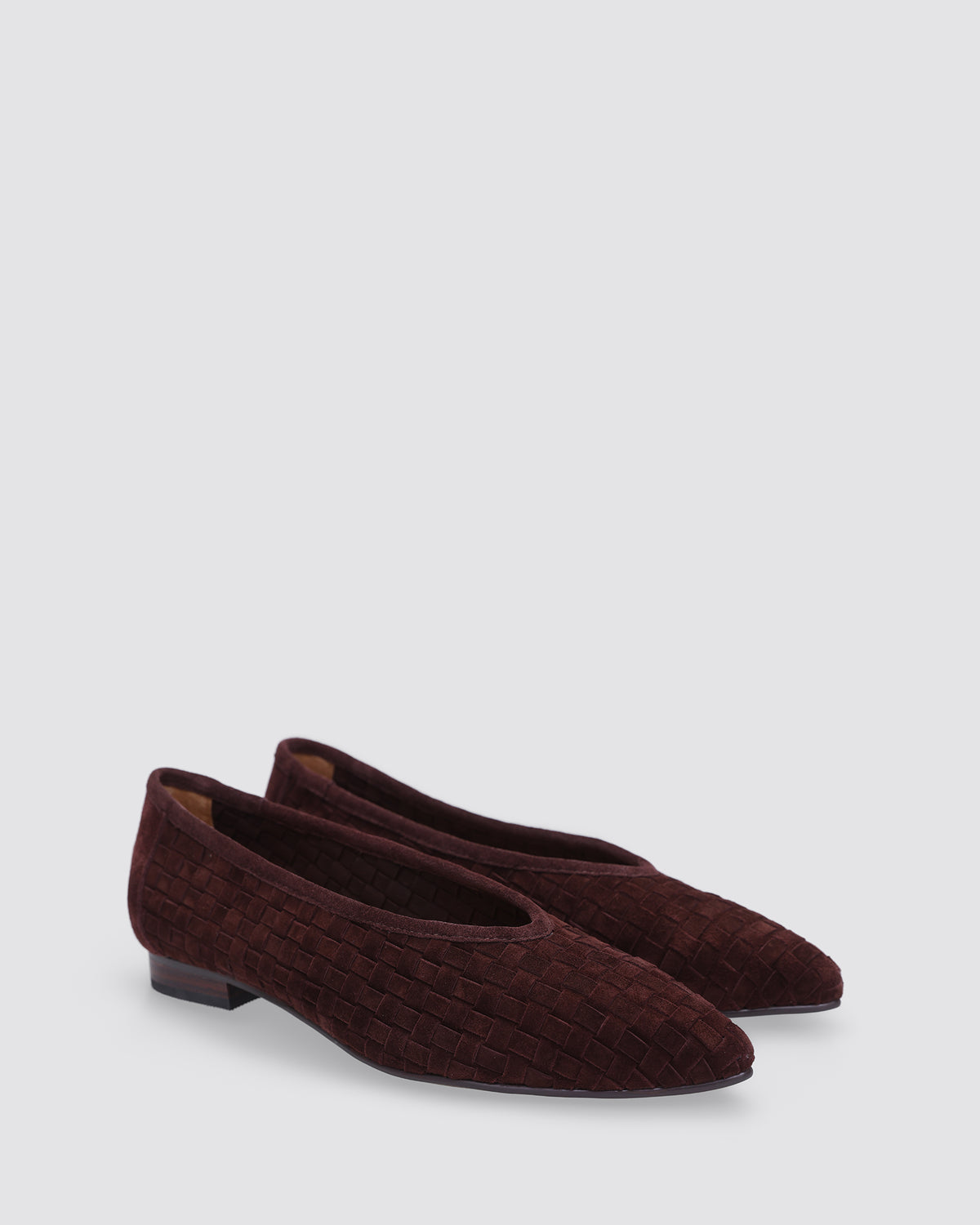 MUSE FLATS CHOCOLATE WEAVE SUEDE