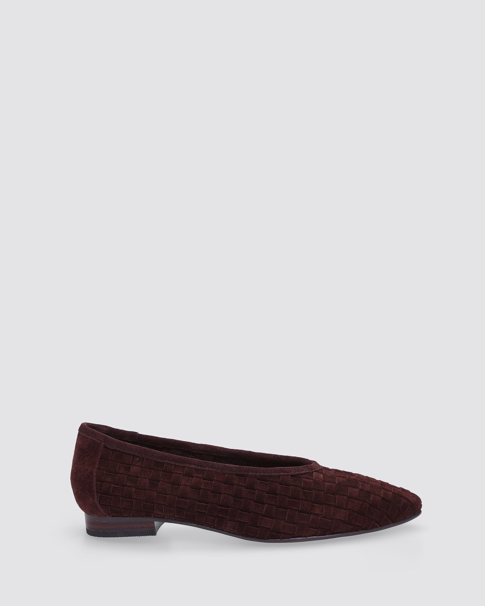 MUSE FLATS CHOCOLATE WEAVE SUEDE