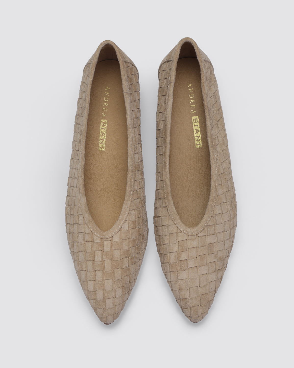 MUSE FLATS TAUPE WEAVE SUEDE