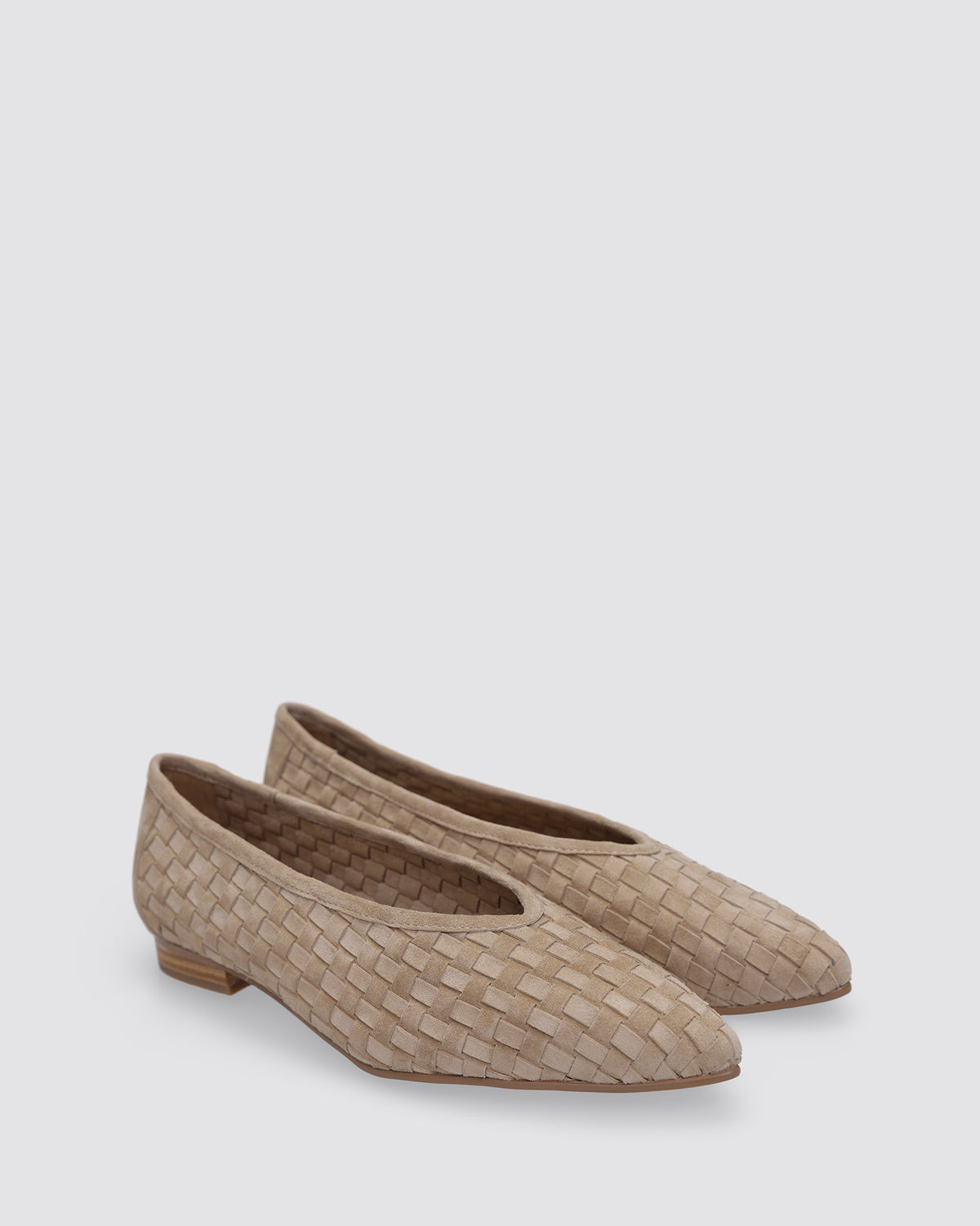 MUSE FLATS TAUPE WEAVE SUEDE