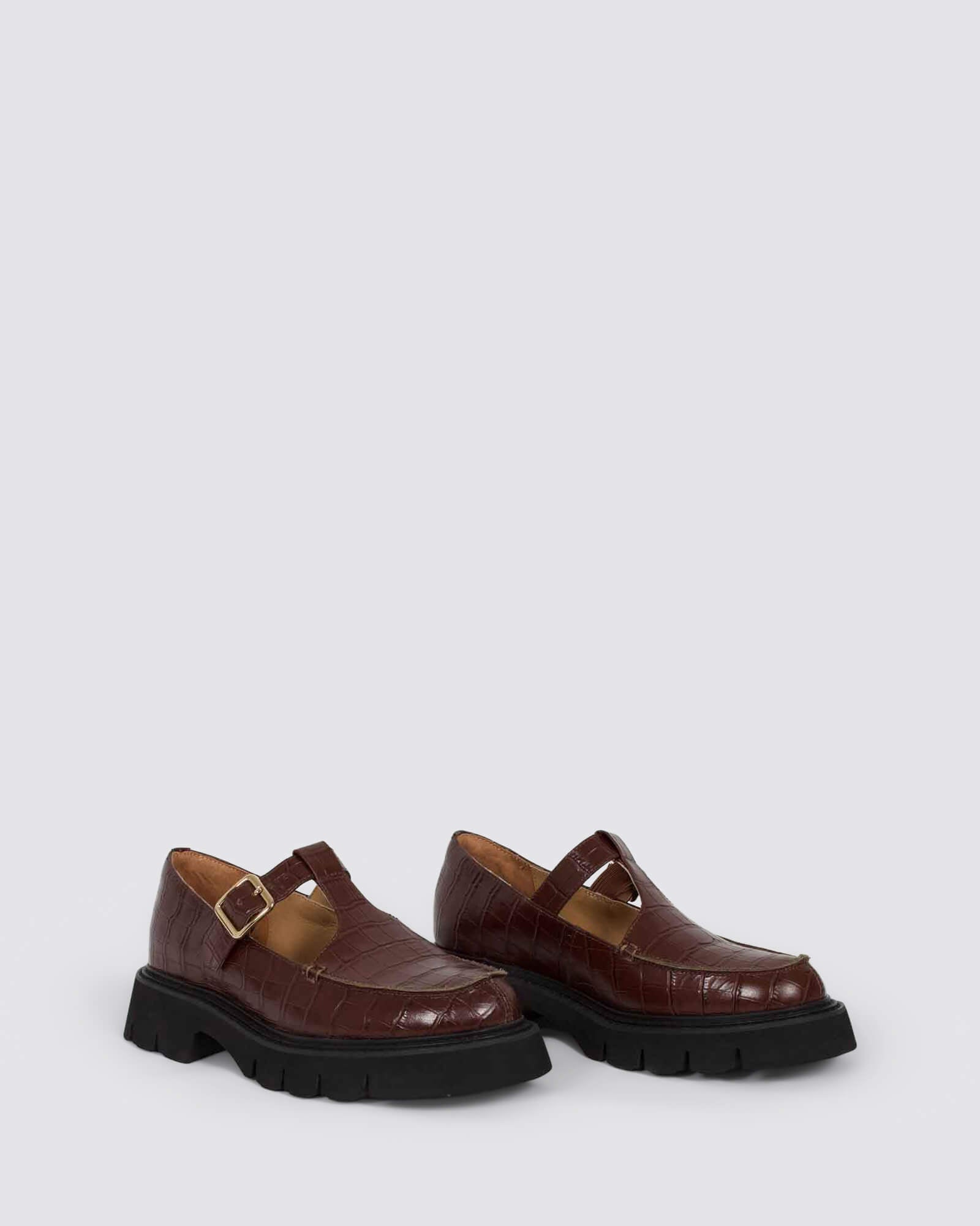 KASSIY FLAT SHOES BROWN SHINE
