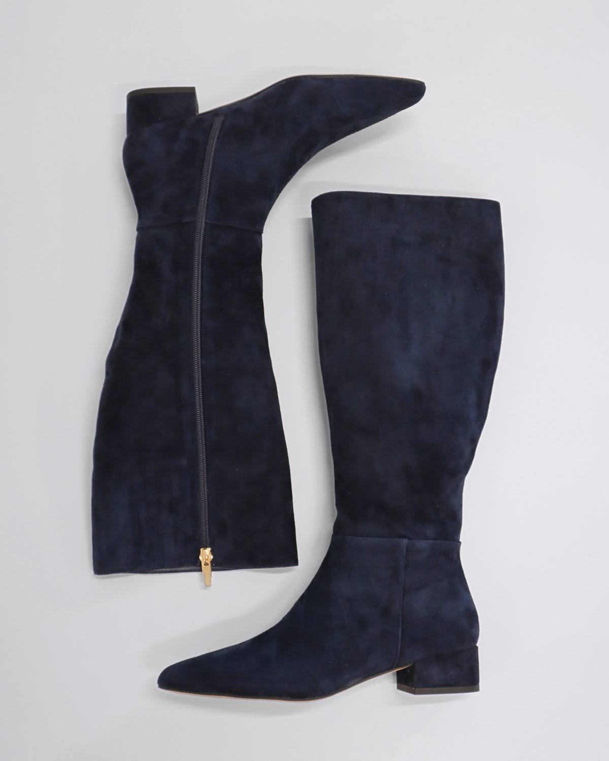 THE BOOT KNEE HIGH BOOTS NAVY SUEDE