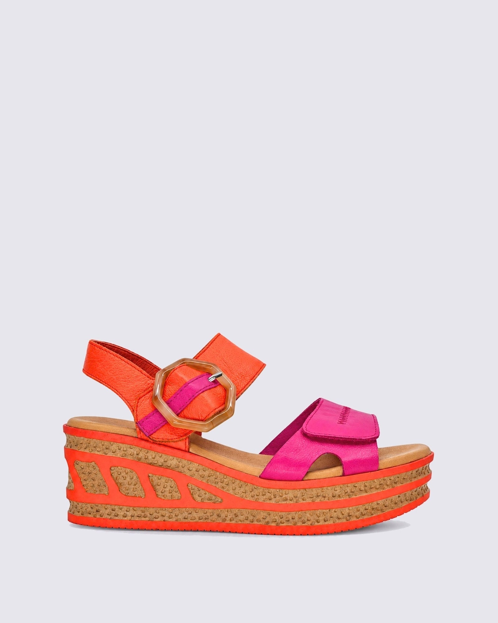 QALI PLATFORM WEDGE SANDALS FUCHSIA/ORANGE