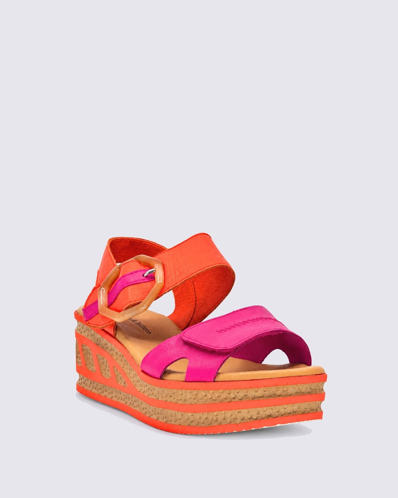 QALI PLATFORM WEDGE SANDALS FUCHSIA/ORANGE