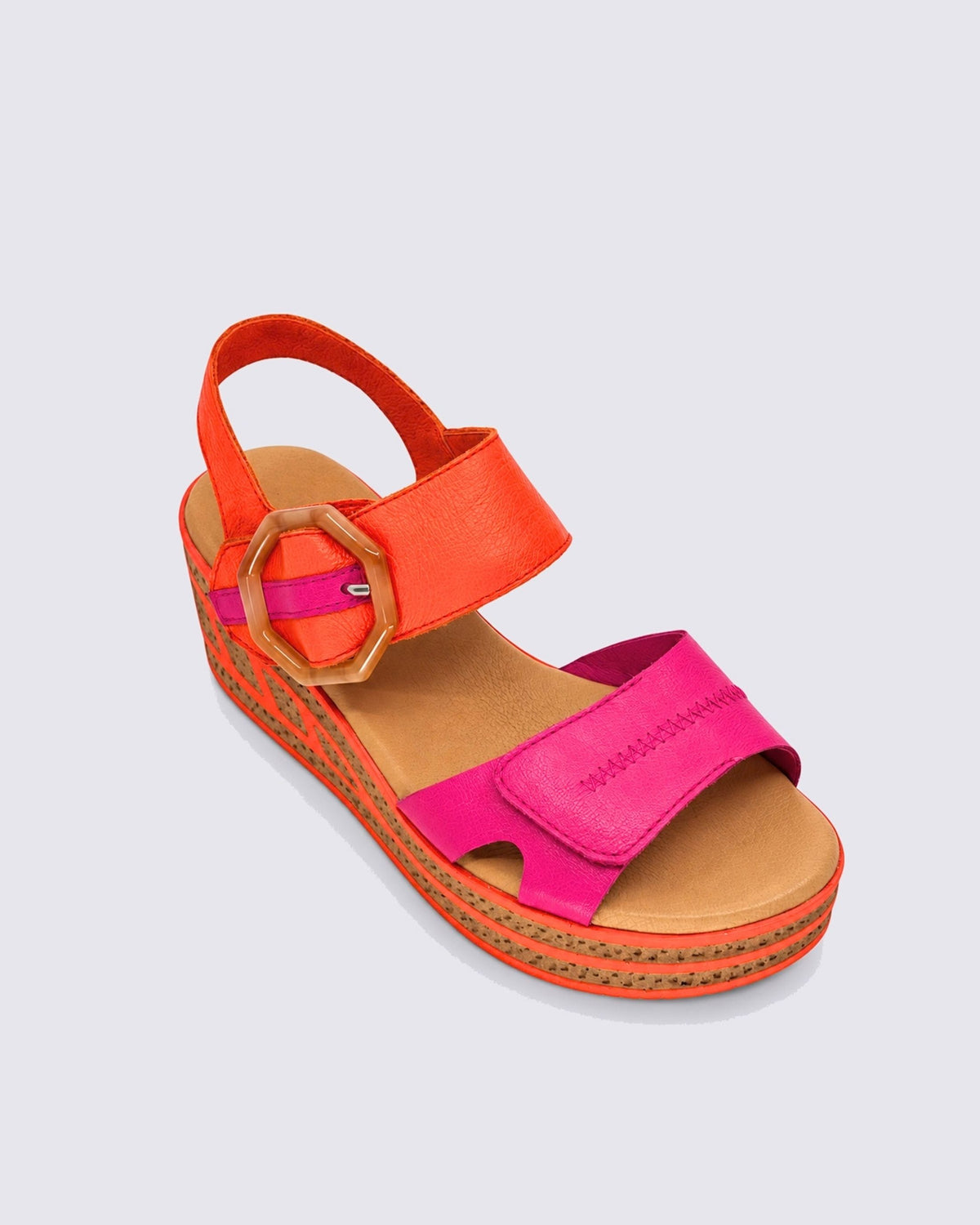 QALI PLATFORM WEDGE SANDALS FUCHSIA/ORANGE