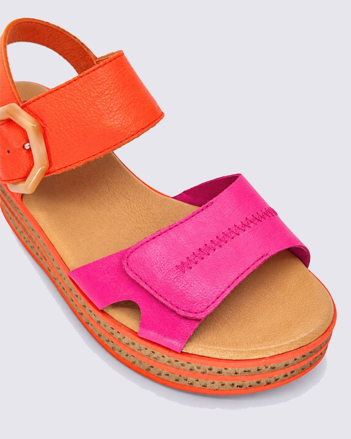 QALI PLATFORM WEDGE SANDALS FUCHSIA/ORANGE