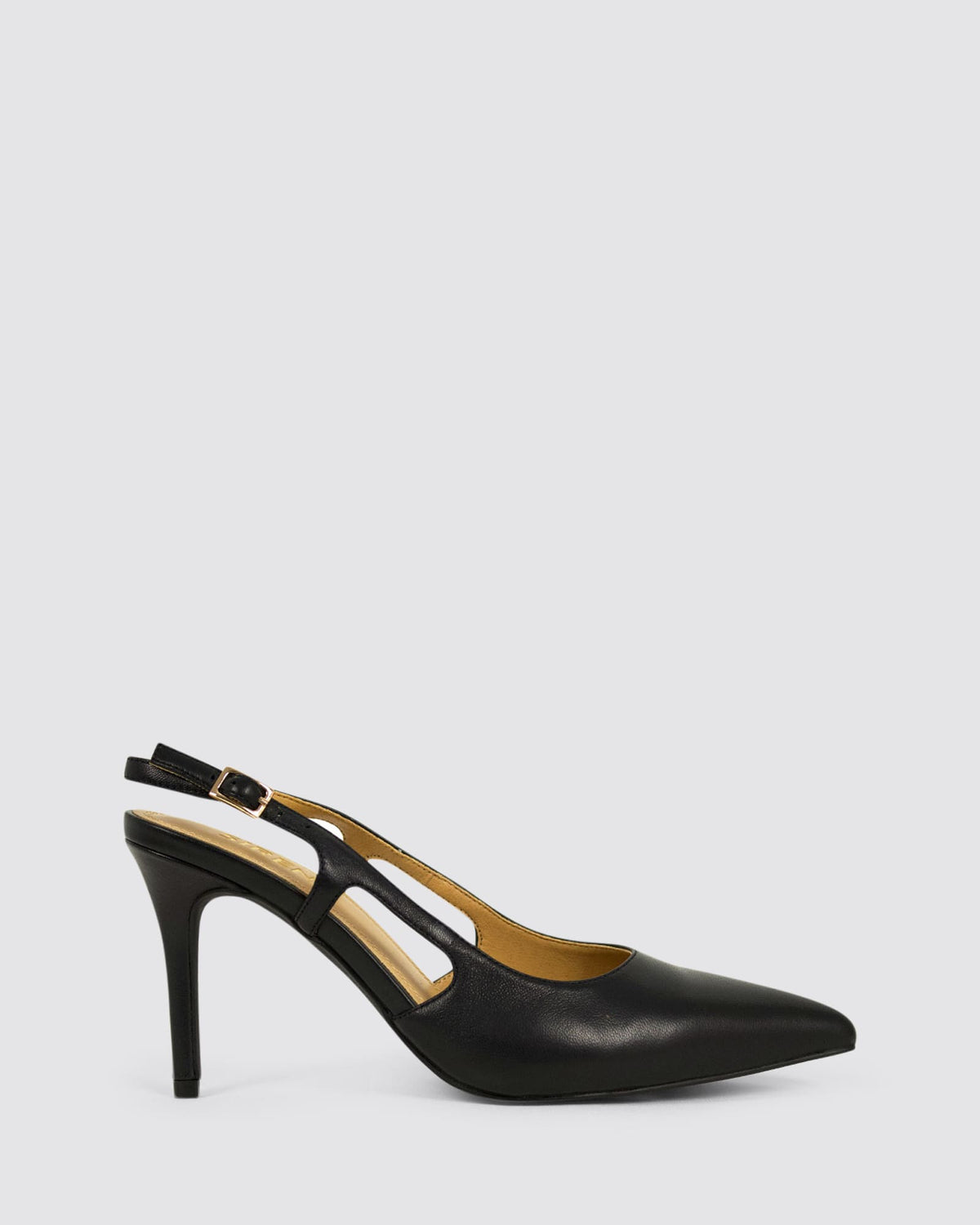 CINCH SLINGBACK HEELS BLACK LEATHER