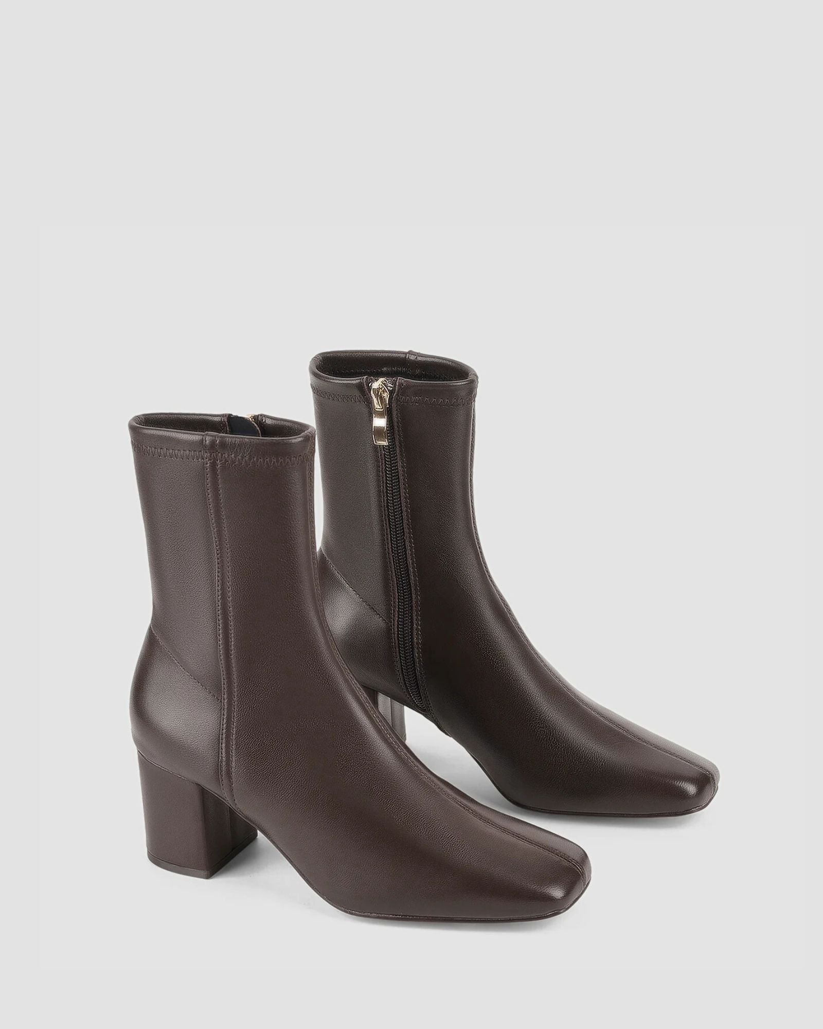 JUAN II SOCK BOOTS CHOCOLATE BROWN STRETCH LEATHER