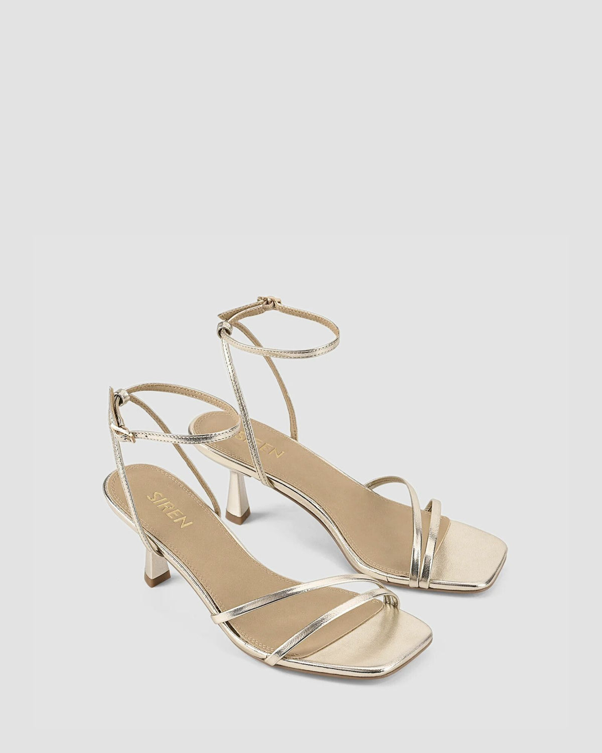 SAFFRON STRAPPY HEELS GOLD METALLLIC