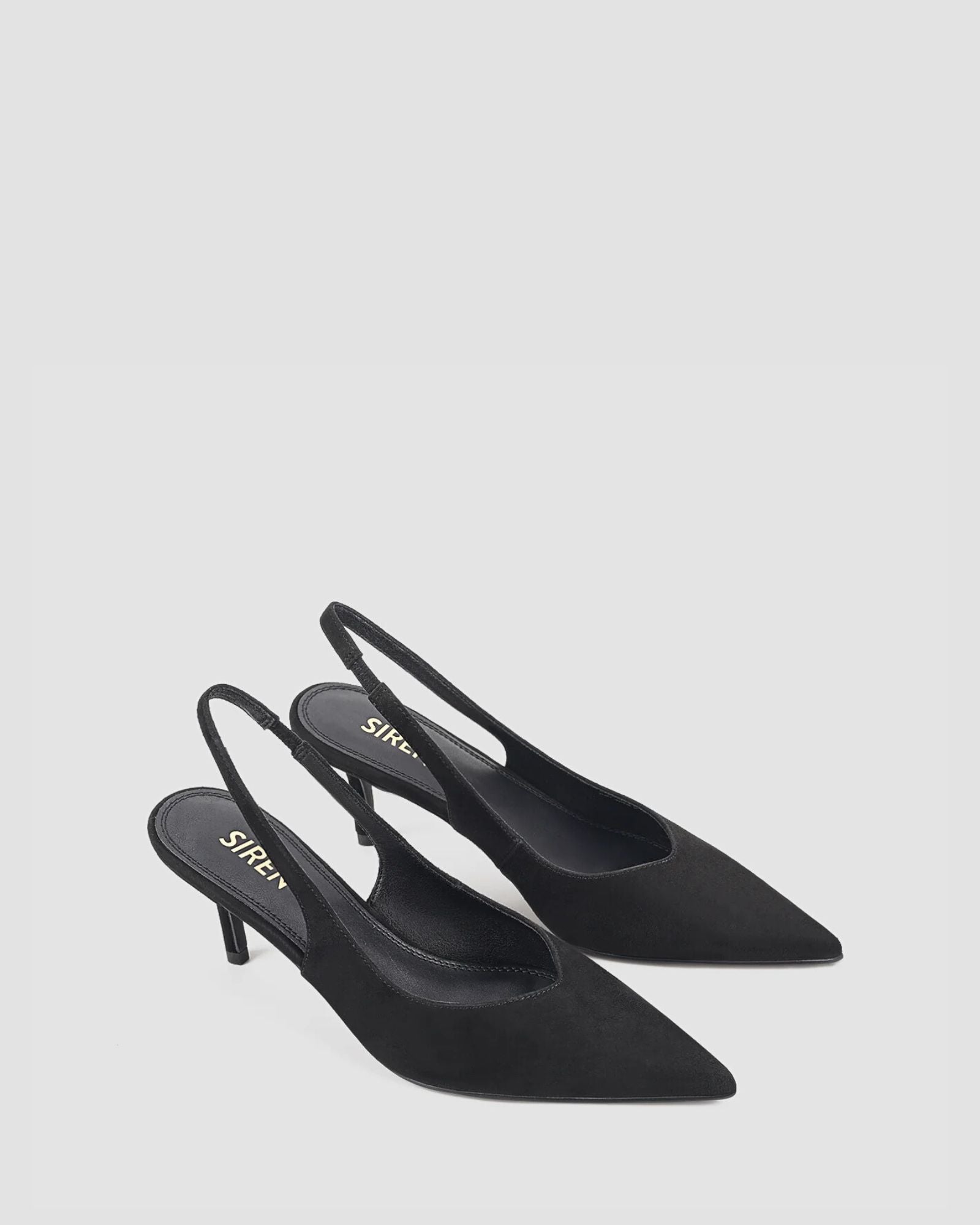 YORY SLINGBACK KITTEN HEELS BLACK SUEDE