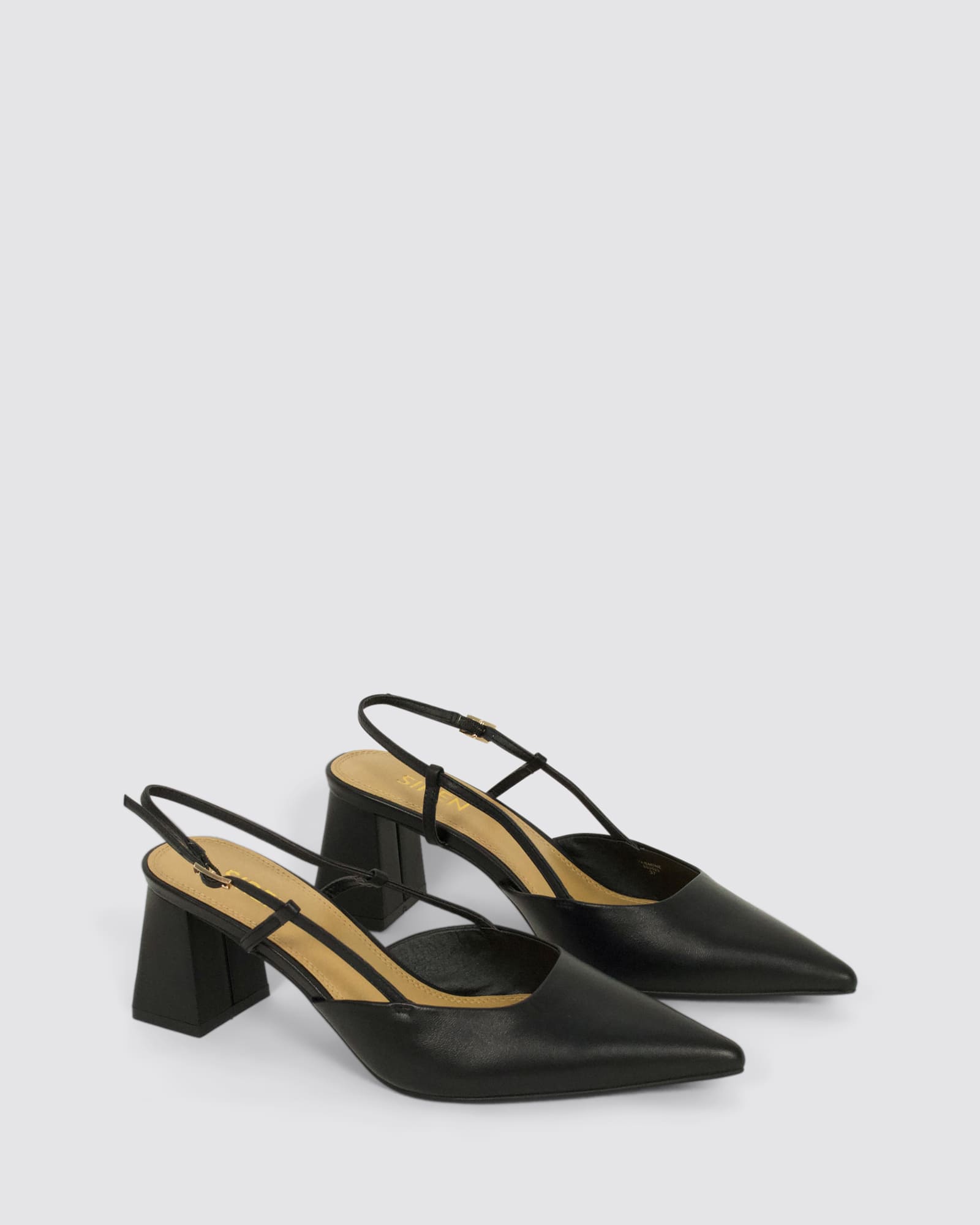 YASMINE SLINGBACK HEELS BLACK LEATHER