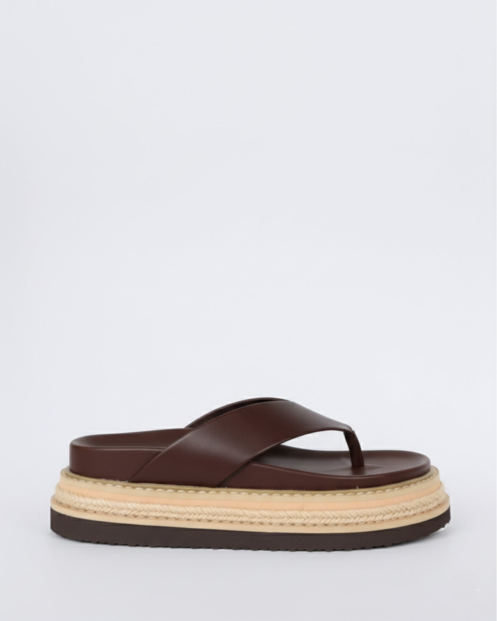 THEO PLATFORM THONGS CHOCOLATE BROWN