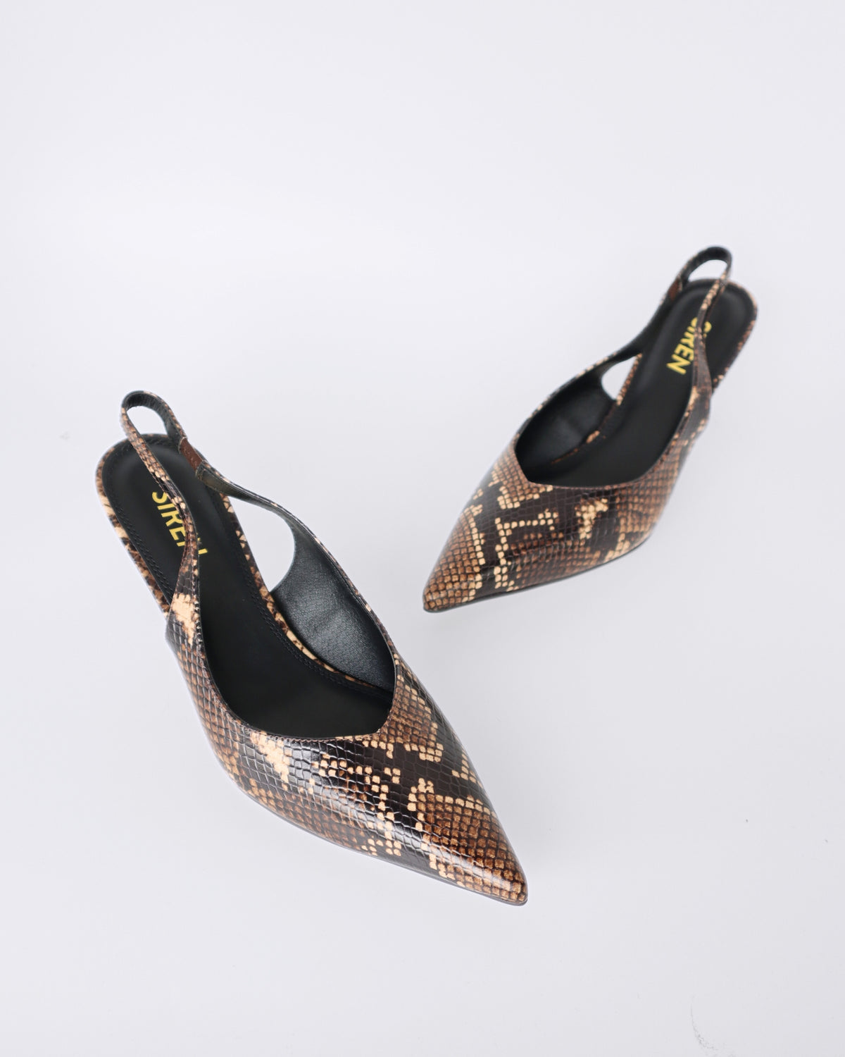 YORY SLINGBACK HEELS BROWN SNAKE