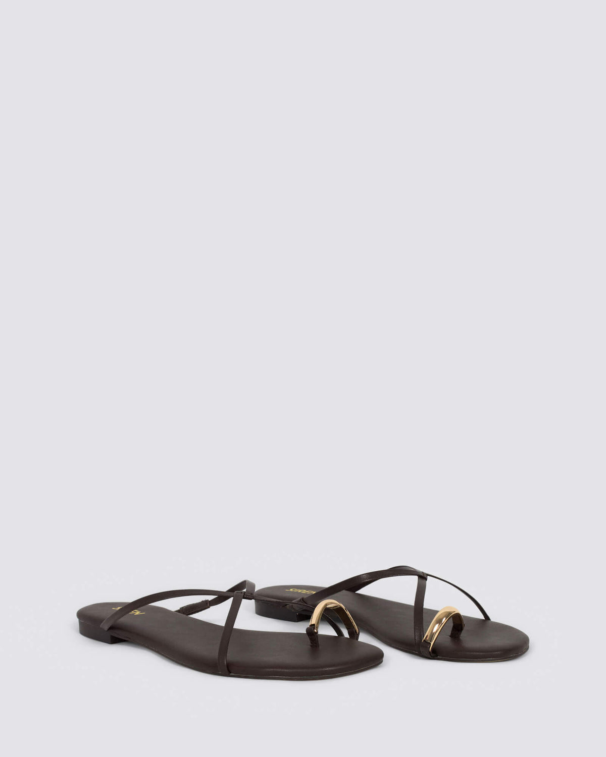 MIKKI FLAT STRAPPY SANDALS CHOCOLATE BROWN