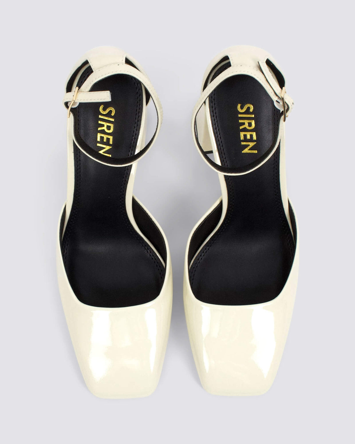 TRAVIS BLOCK HEELS CHALK WHITE PATENT