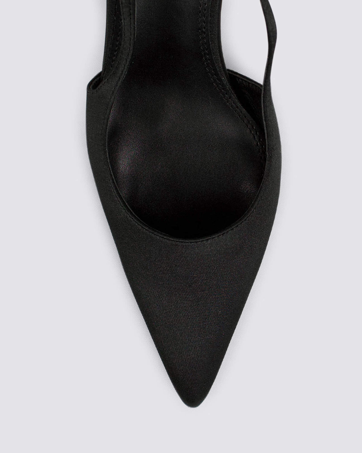 YOHANA SLINGBACK HEELS BLACK SATIN