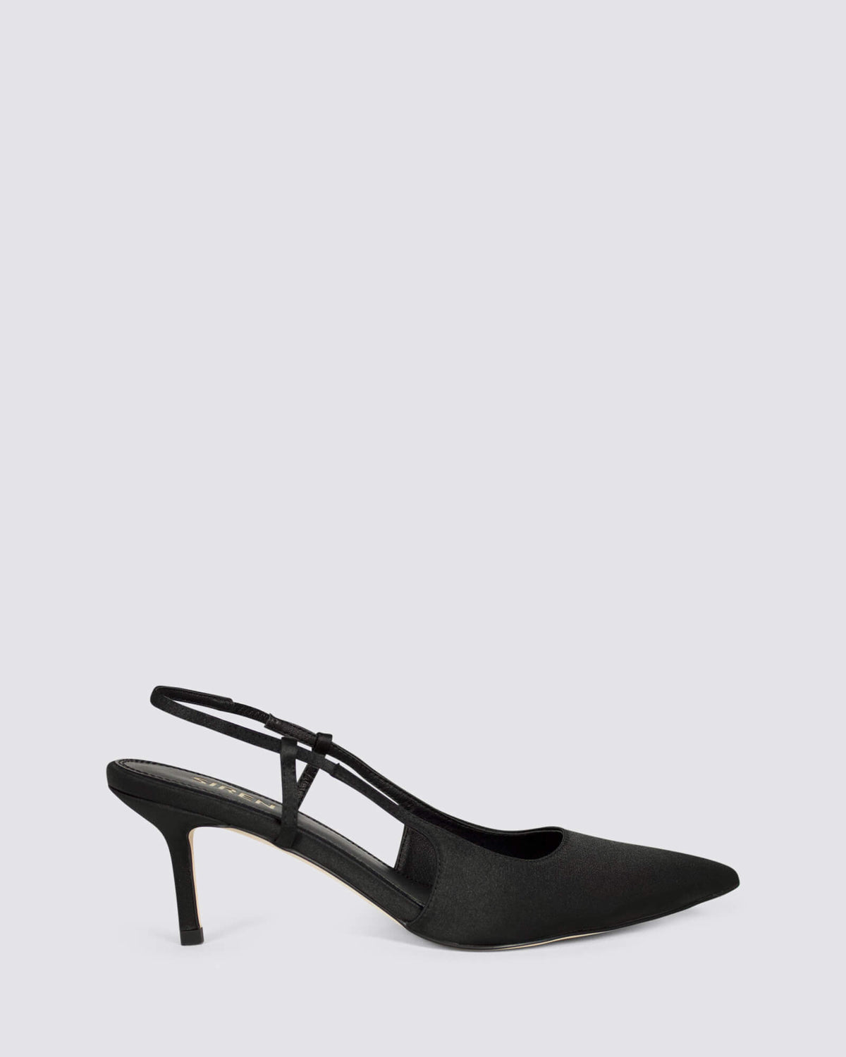 YOHANA SLINGBACK HEELS BLACK SATIN