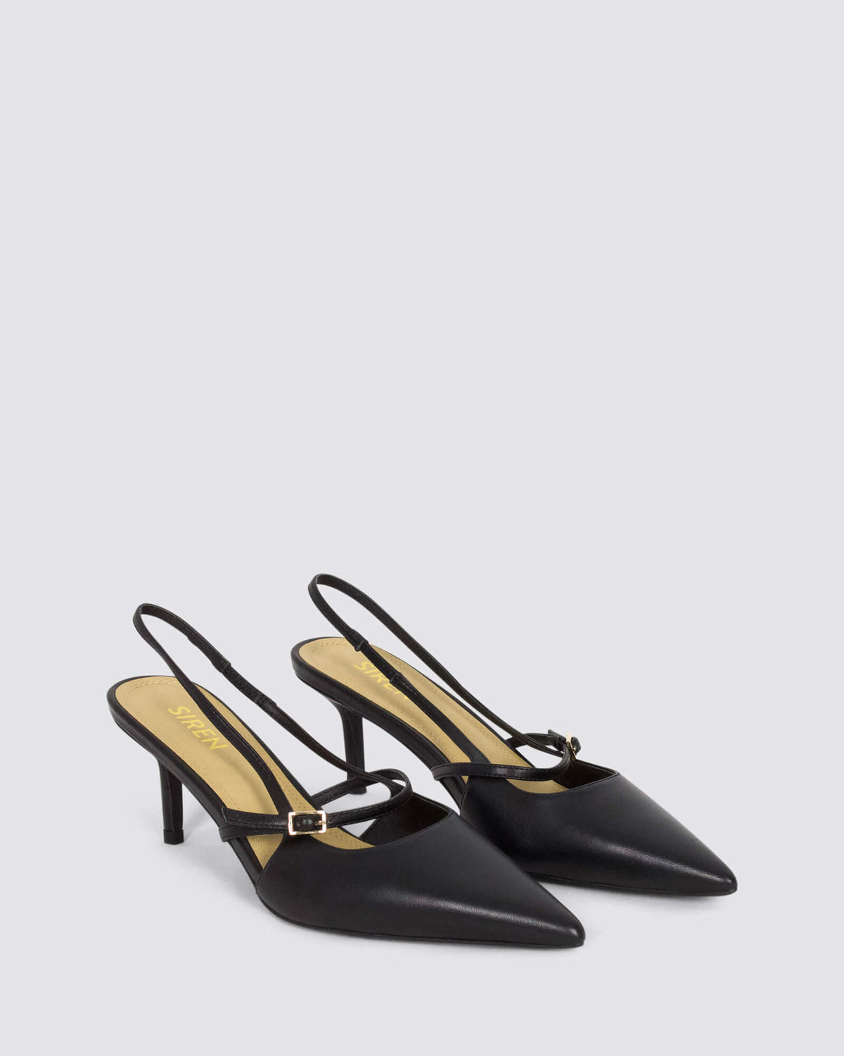 YORK SLINGBACK HEELS BLACK LEATHER