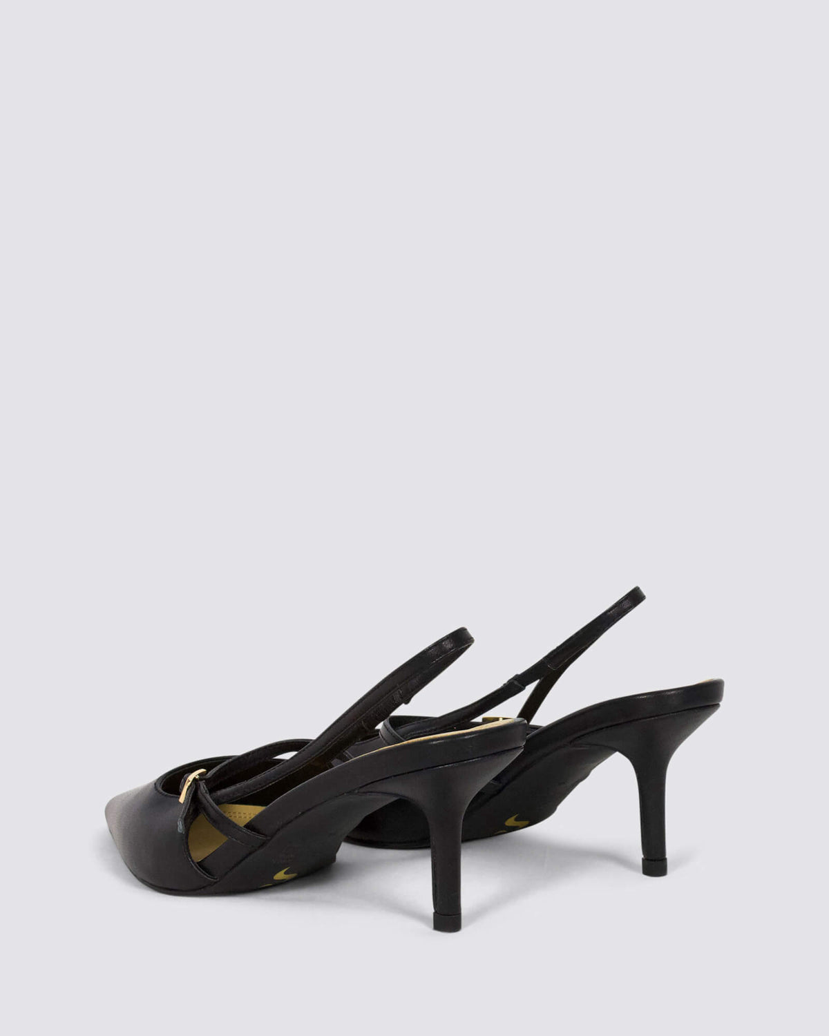 YORK SLINGBACK HEELS BLACK LEATHER