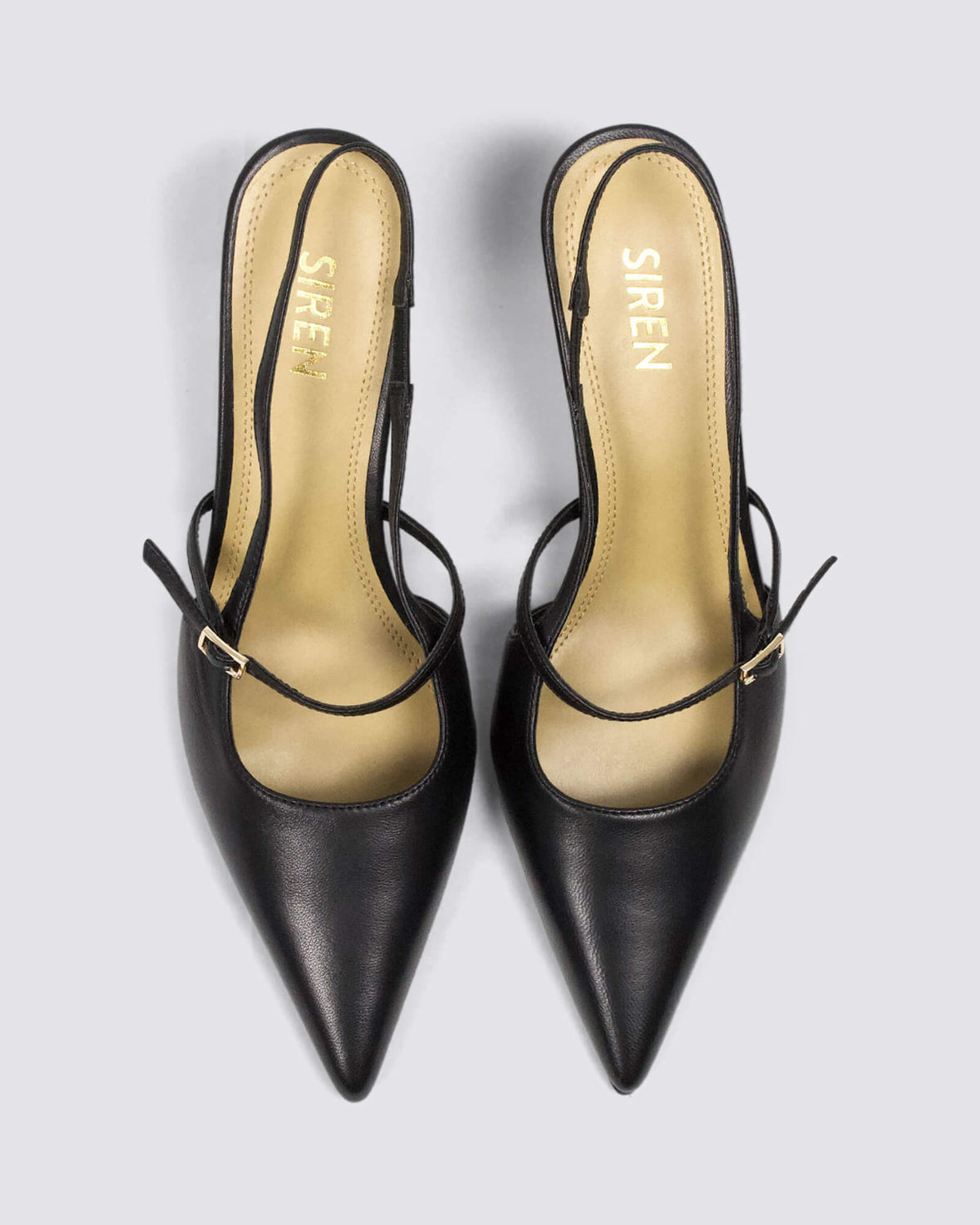 YORK SLINGBACK HEELS BLACK LEATHER